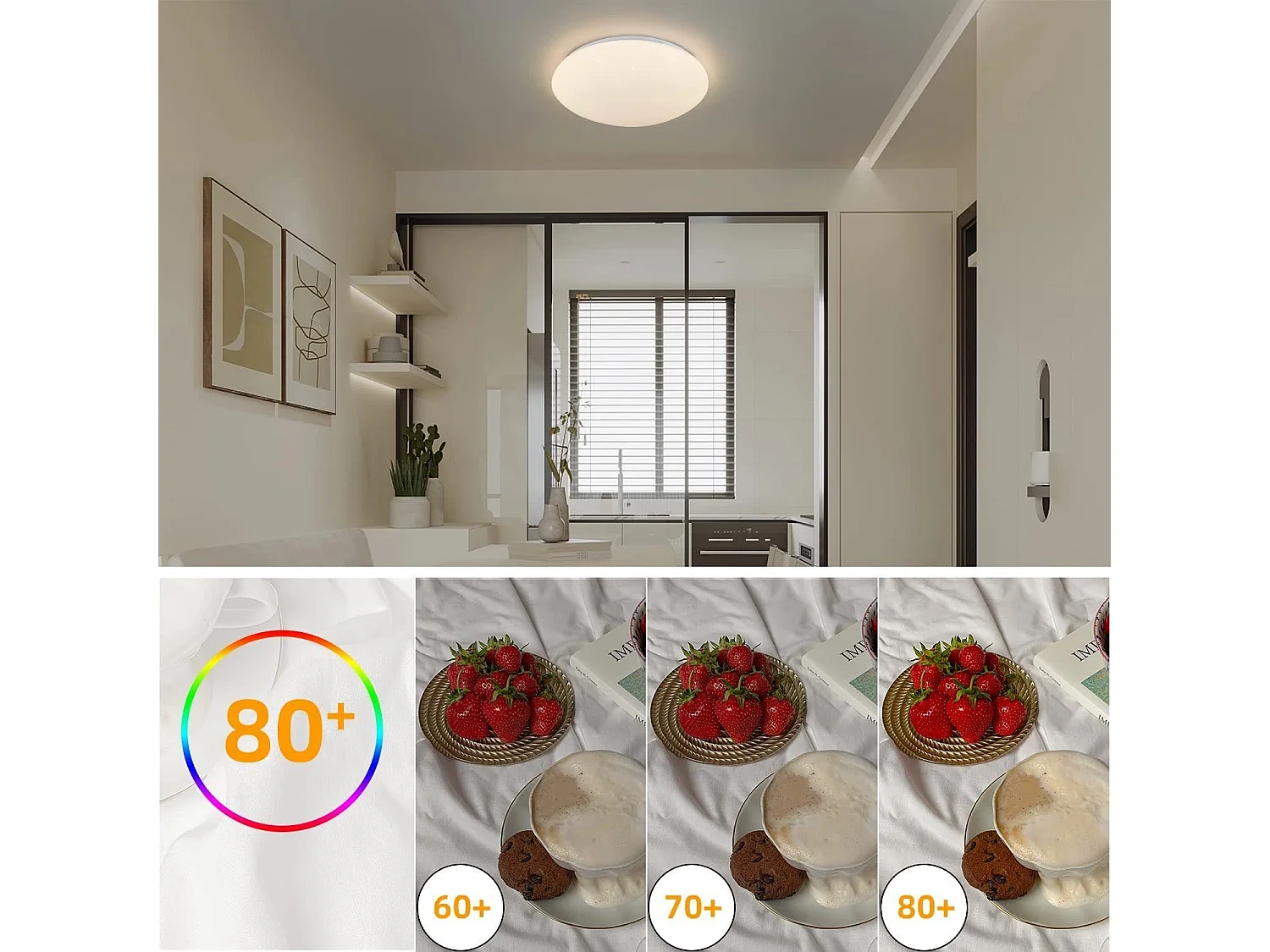 NETTLIFE Plafonnier LED Lampe de Chambre à Coucher Ciel Étoilé Intensité Variable avec Télécommande 37 W Lampe de Chambre d'Enfant 28 cm pour Salon