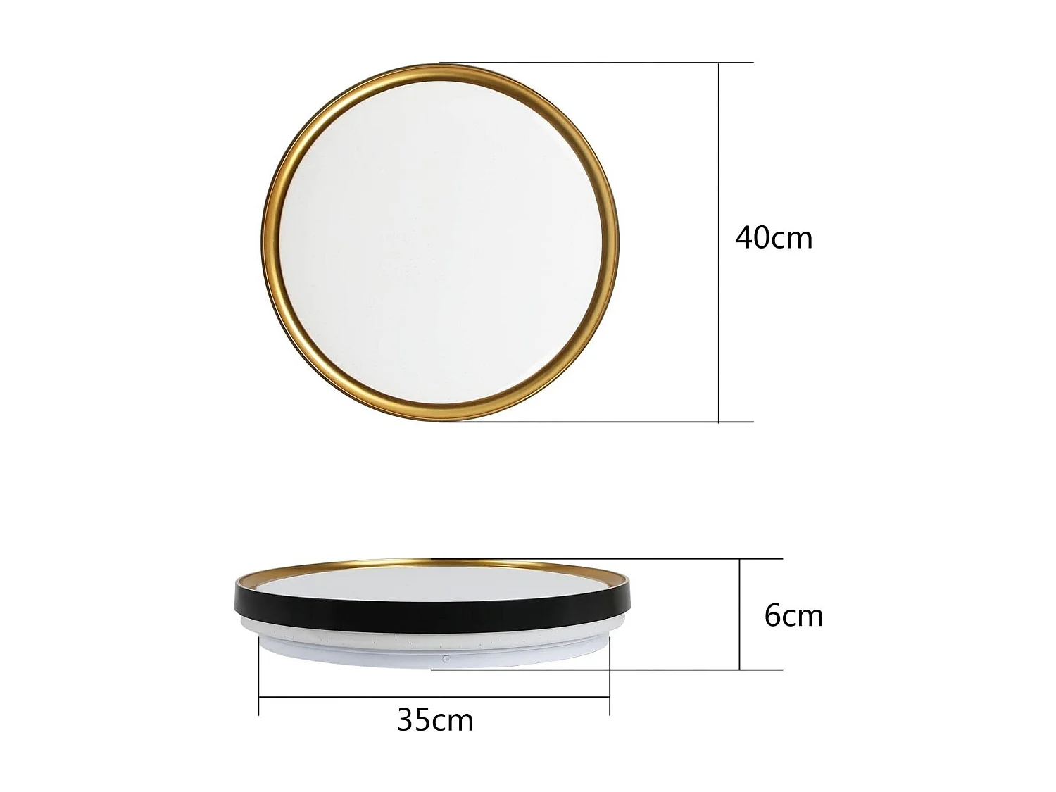 NETTLIFE Plafonnier LED Lampe de Salon Noir Or Ø 40 cm Lampe de Chambre à Intensité Variable avec Télécommande 21 W Lampe Moderne Ronde pour Cuisine