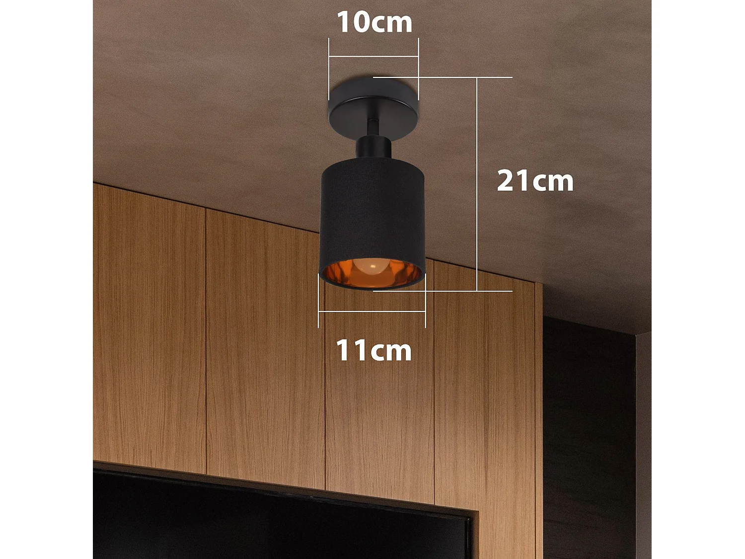 NETTLIFE Reflektor sufitowy MAX.40W Vintage czarna lampa sufitowa E14 Reflektor ścienny 350° Obrotowy ekran z tkaniny do salonu Sypialnia Korytarz (bez żarówki)