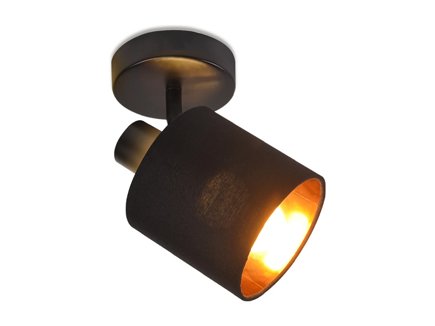 NETTLIFE Reflektor sufitowy MAX.40W Vintage czarna lampa sufitowa E14 Reflektor ścienny 350° Obrotowy ekran z tkaniny do salonu Sypialnia Korytarz (bez żarówki)