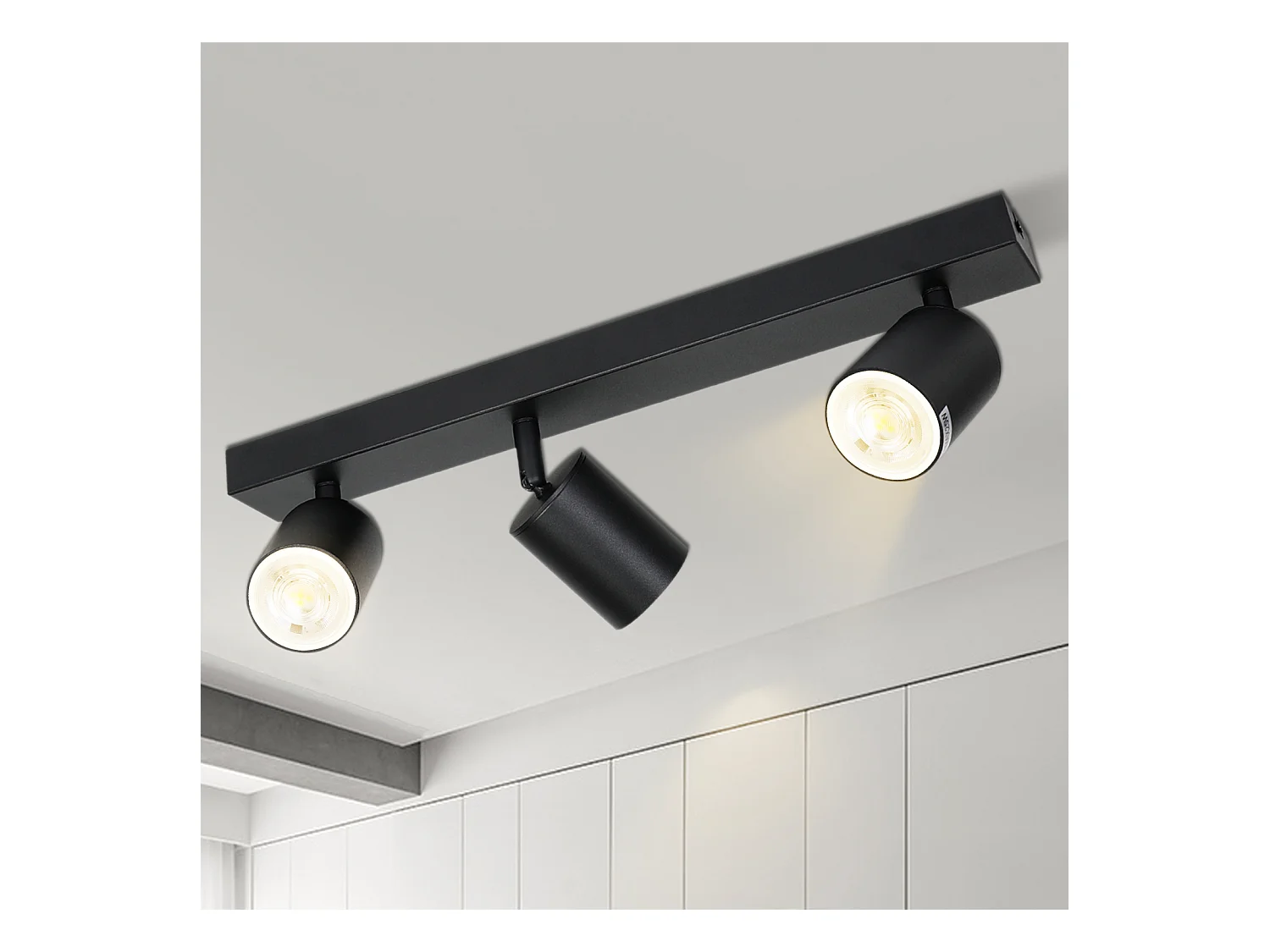 NETTLIFE 3-Licht Max. 25W LED zwarte GU10 plafondlamp, 350° draaibaar, moderne industriële wandlamp voor woonkamer/slaapkamer