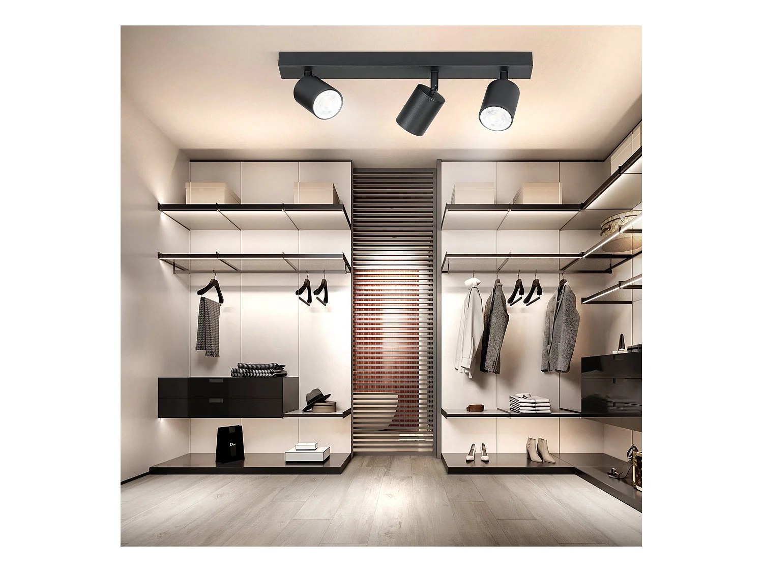 NETTLIFE 3 Focos Max.25w LED Negro GU10 Lámpara de Techo Giratoria 350° Lámpara de Moderna Lámpara de Pared Industrial para Sala de Estar Dormitorio