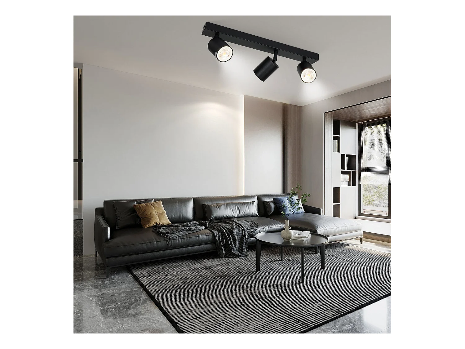 NETTLIFE 3 Focos Max.25w LED Negro GU10 Lámpara de Techo Giratoria 350° Lámpara de Moderna Lámpara de Pared Industrial para Sala de Estar Dormitorio