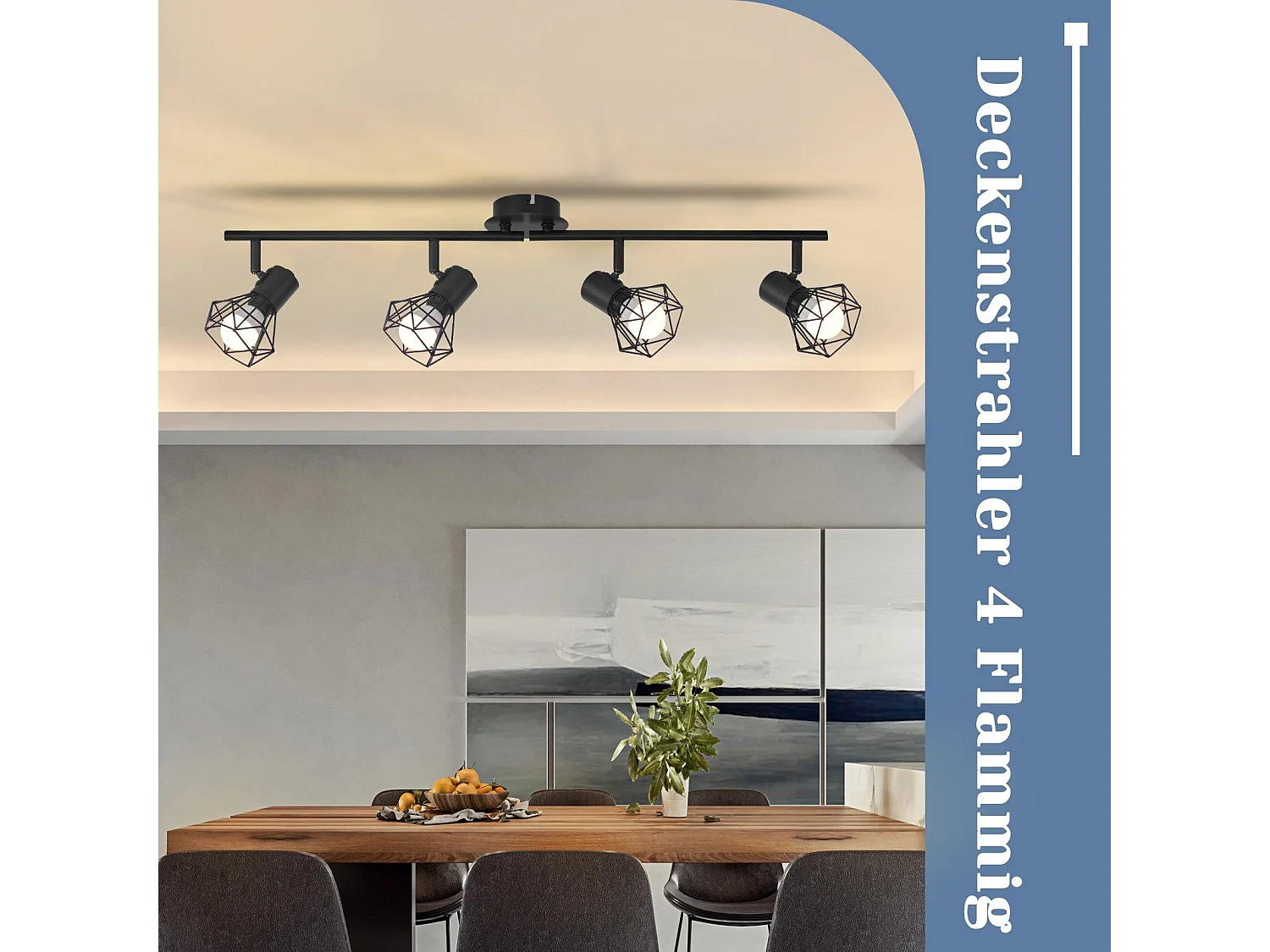 NETTLIFE 4 Czarne reflektory sufitowe Vintage Retro E14 Przemysłowe Obrotowe 350° Metal do wnętrz do salonu Sypialnia dziecięca Kuchnia