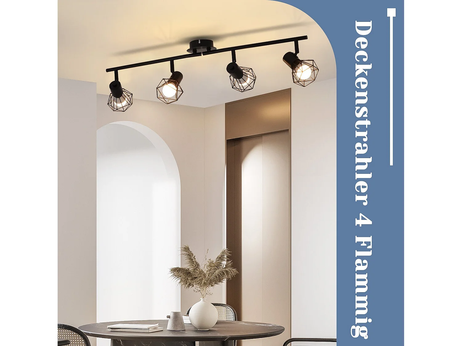 NETTLIFE 4 Czarne reflektory sufitowe Vintage Retro E14 Przemysłowe Obrotowe 350° Metal do wnętrz do salonu Sypialnia dziecięca Kuchnia