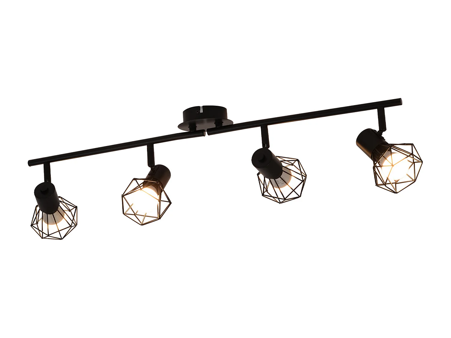 NETTLIFE 4 Spots de Plafond Noir Vintage Rétro E14 Industriel Pivotants à 350°Métal Intérieur pour Salon Chambre d'enfant Cuisine