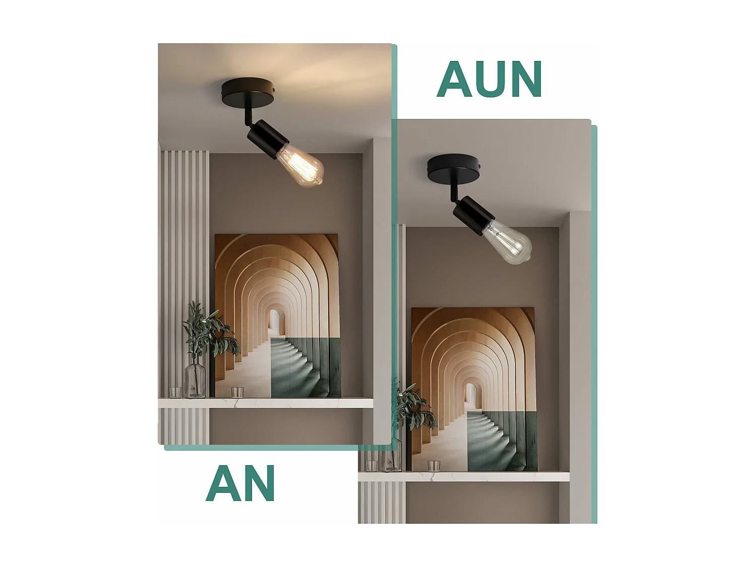 NETTLIFE Spot E27 noir lampe murale vintage pivotante à 350°lampe de cuisine pour salon, chambre à coucher Max.40 W