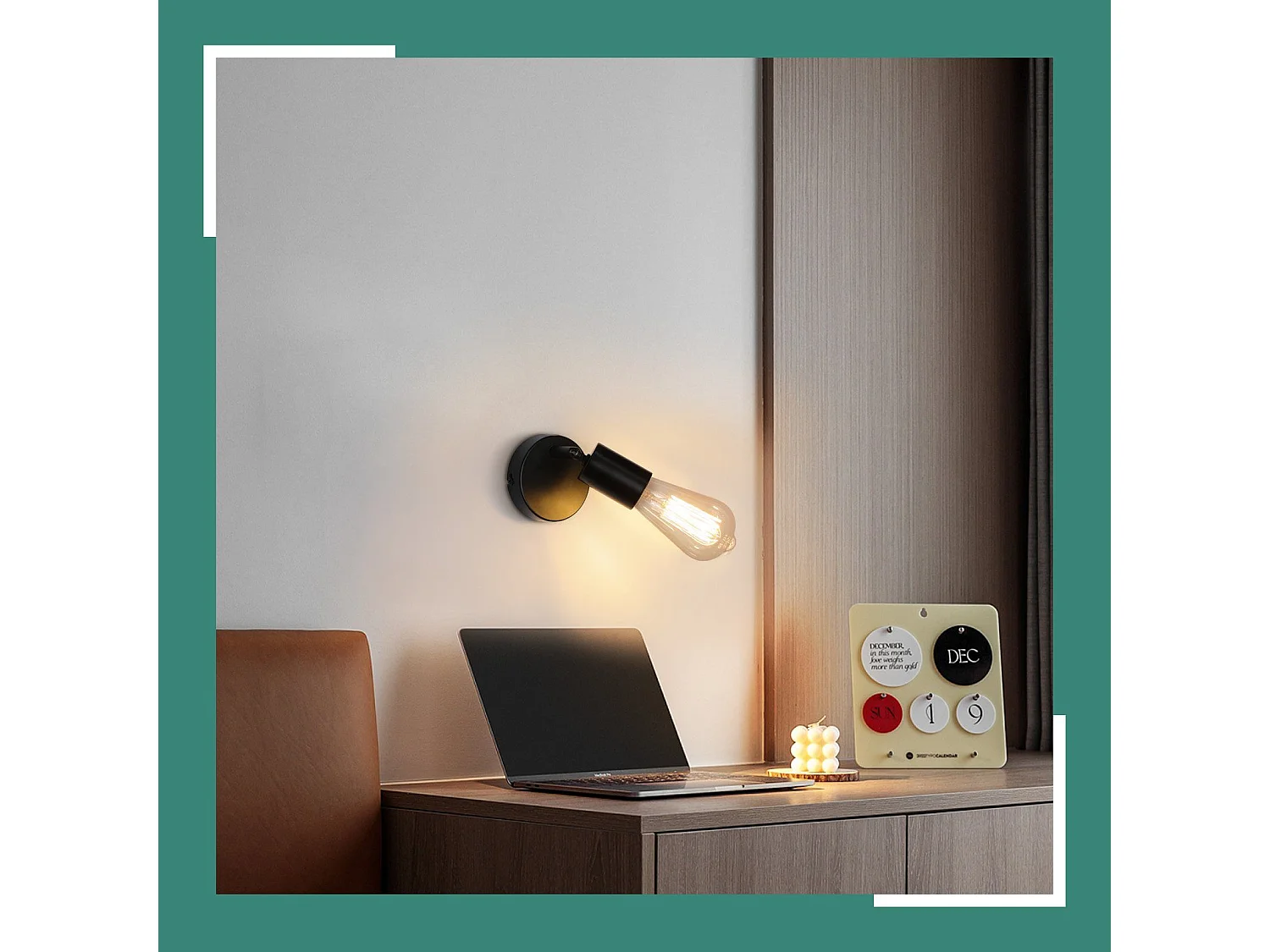 NETTLIFE Spot E27 noir lampe murale vintage pivotante à 350°lampe de cuisine pour salon, chambre à coucher Max.40 W