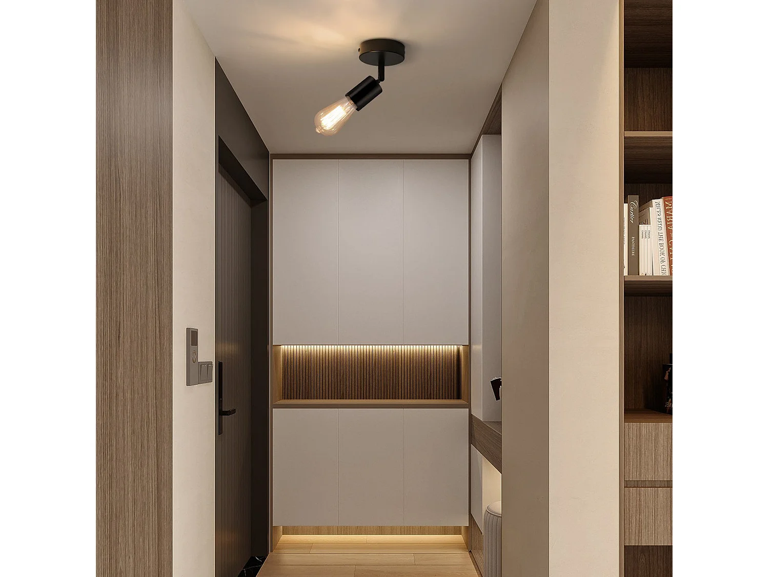 NETTLIFE Spot E27 noir lampe murale vintage pivotante à 350°lampe de cuisine pour salon, chambre à coucher Max.40 W