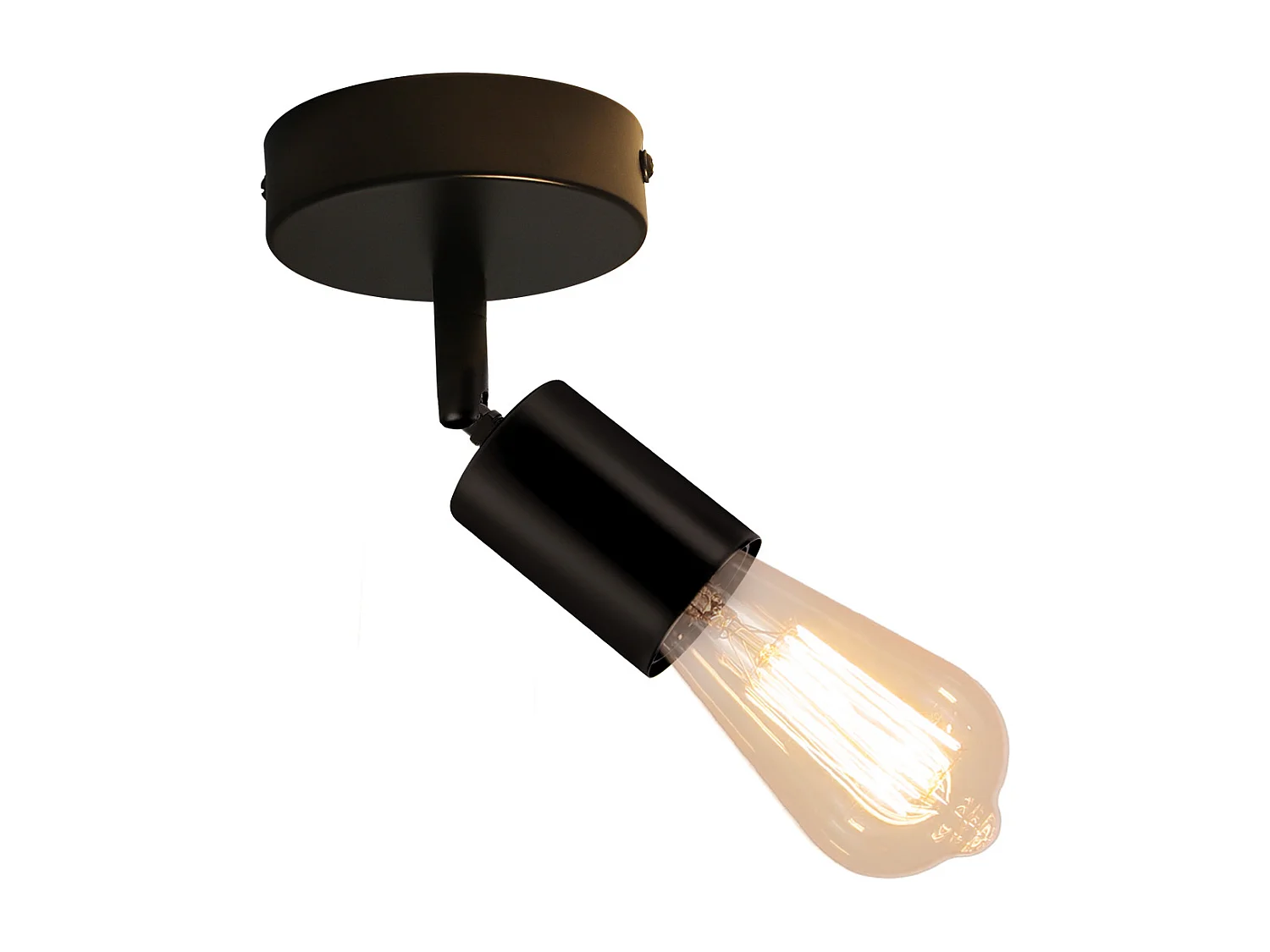 NETTLIFE Spot E27 noir lampe murale vintage pivotante à 350°lampe de cuisine pour salon, chambre à coucher Max.40 W