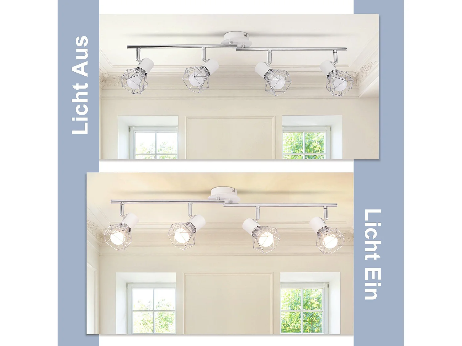 NETTLIFE 4 Spots de plafond vintage industriel rétro E14 pivotants à 350°métal blanc lumineux pour intérieur cuisine salon chambre d'enfant