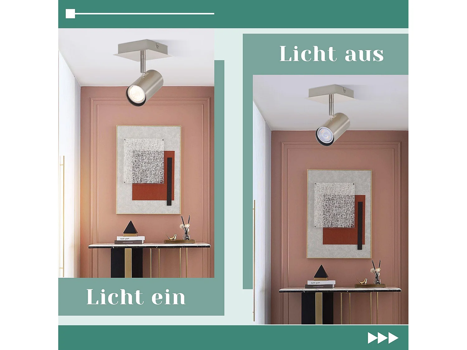 NETTLIFE Spot de plafond 1 flamme lampe de couloir GU10 - LED Spot de plafond nickel 330° Sans ampoules