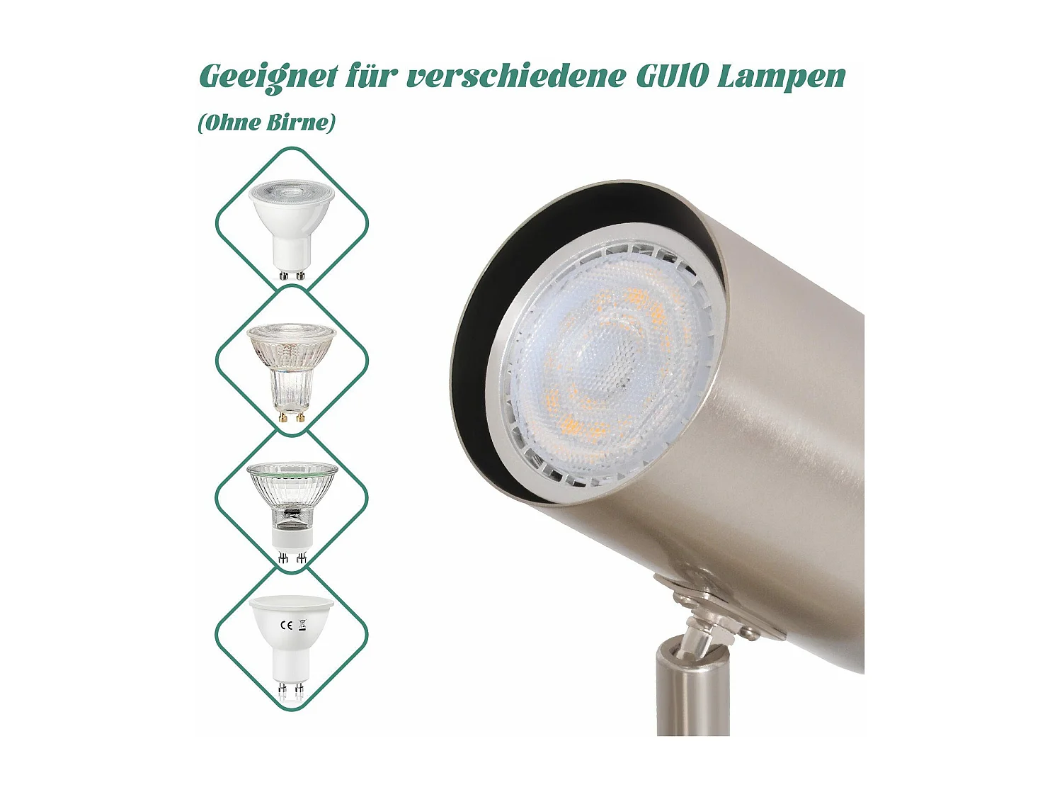 NETTLIFE Spot de plafond 1 flamme lampe de couloir GU10 - LED Spot de plafond nickel 330° Sans ampoules