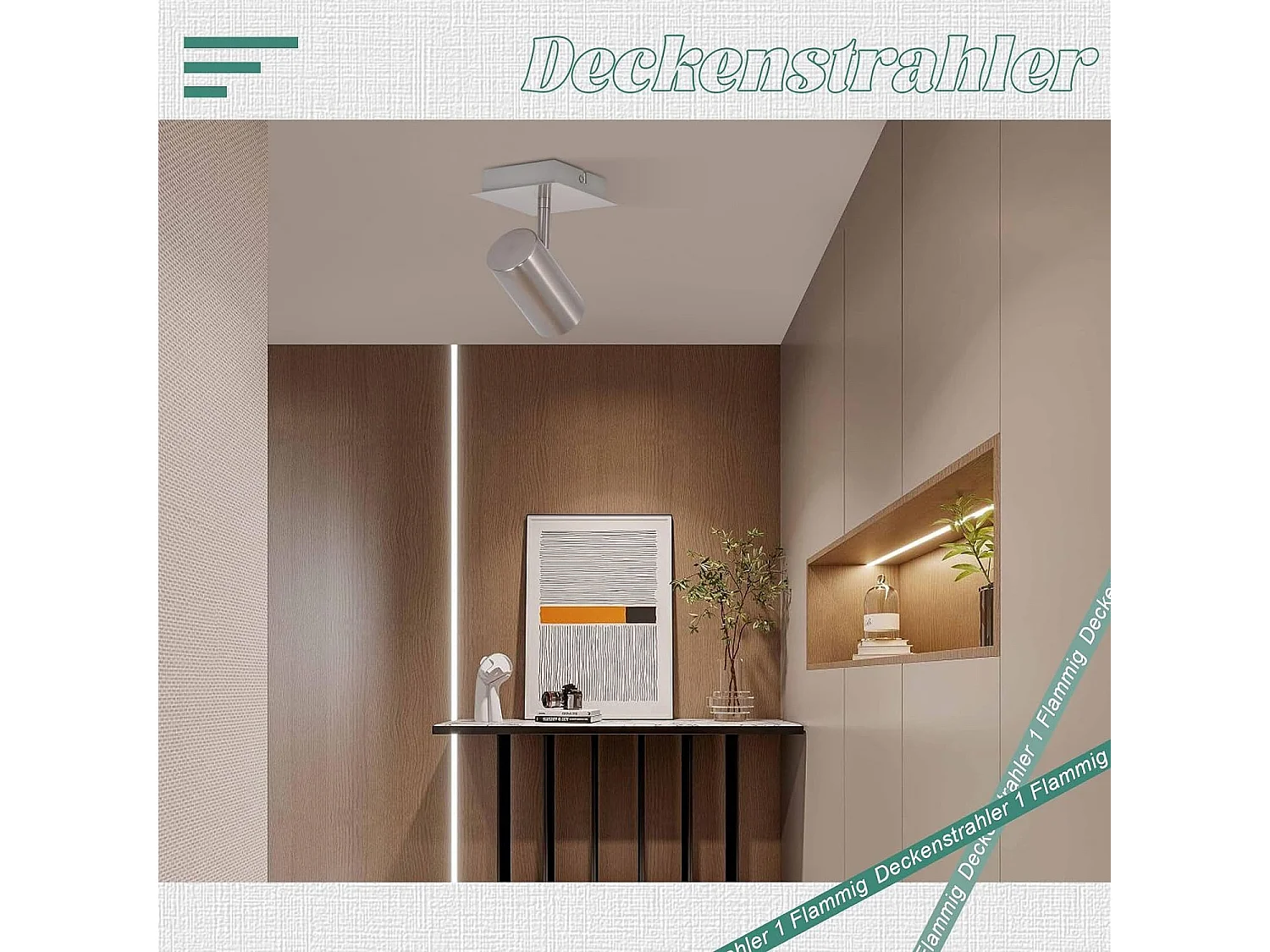 NETTLIFE Spot de plafond 1 flamme lampe de couloir GU10 - LED Spot de plafond nickel 330° Sans ampoules