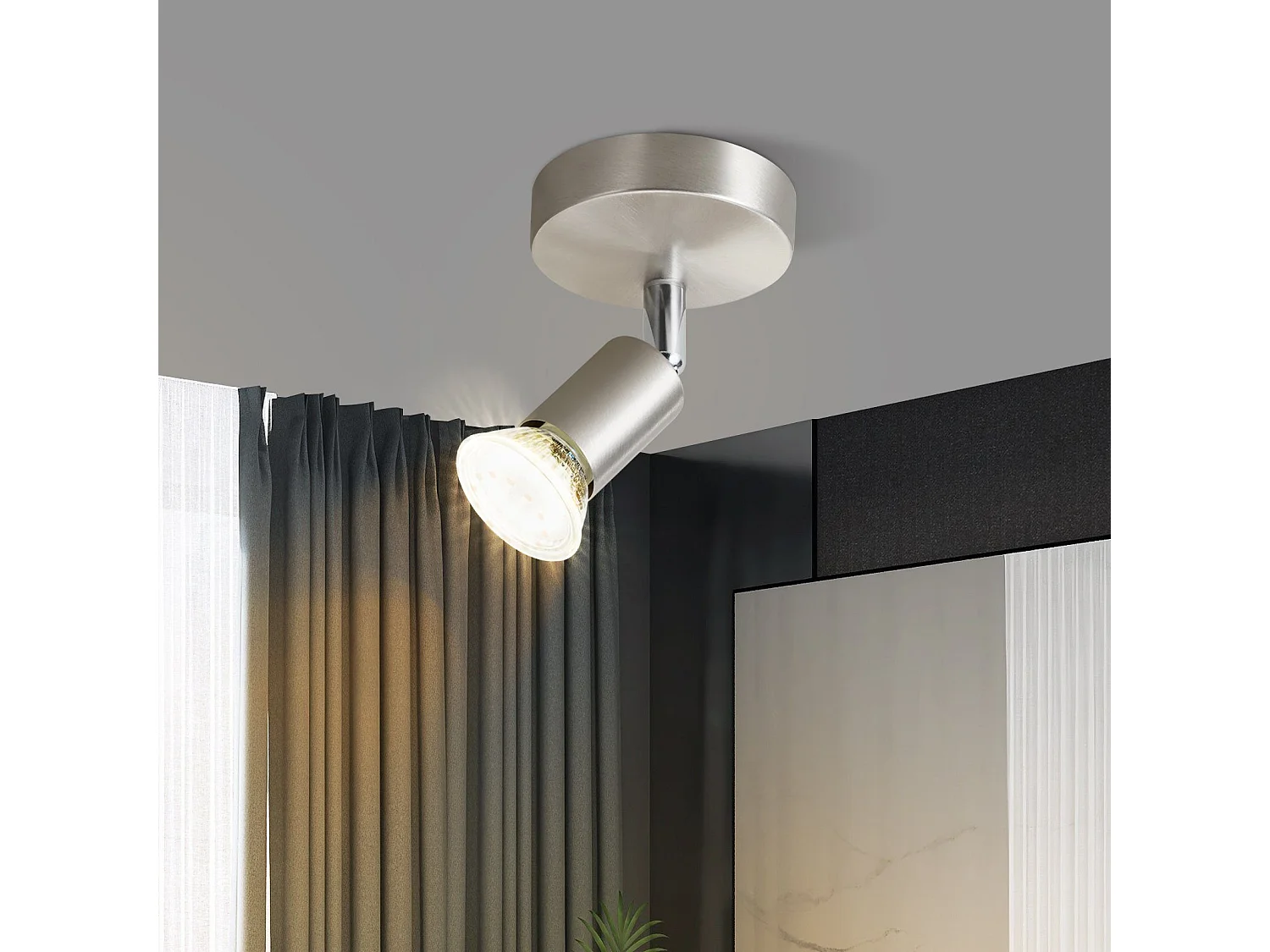 NETTLIFE Moderner LED Deckenstrahler GU10 330° Drehbar Edelstahl Wandstrahler für Wohnzimmer Schlafzimmer (Ohne Leuchtmittel)