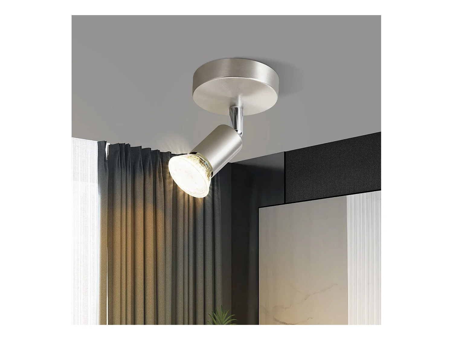 NETTLIFE Spot de Plafond LED Mur Moderne GU10 Pivotant à 330°en Acier Inoxydable pour Salon Chambre (sans Ampoule)
