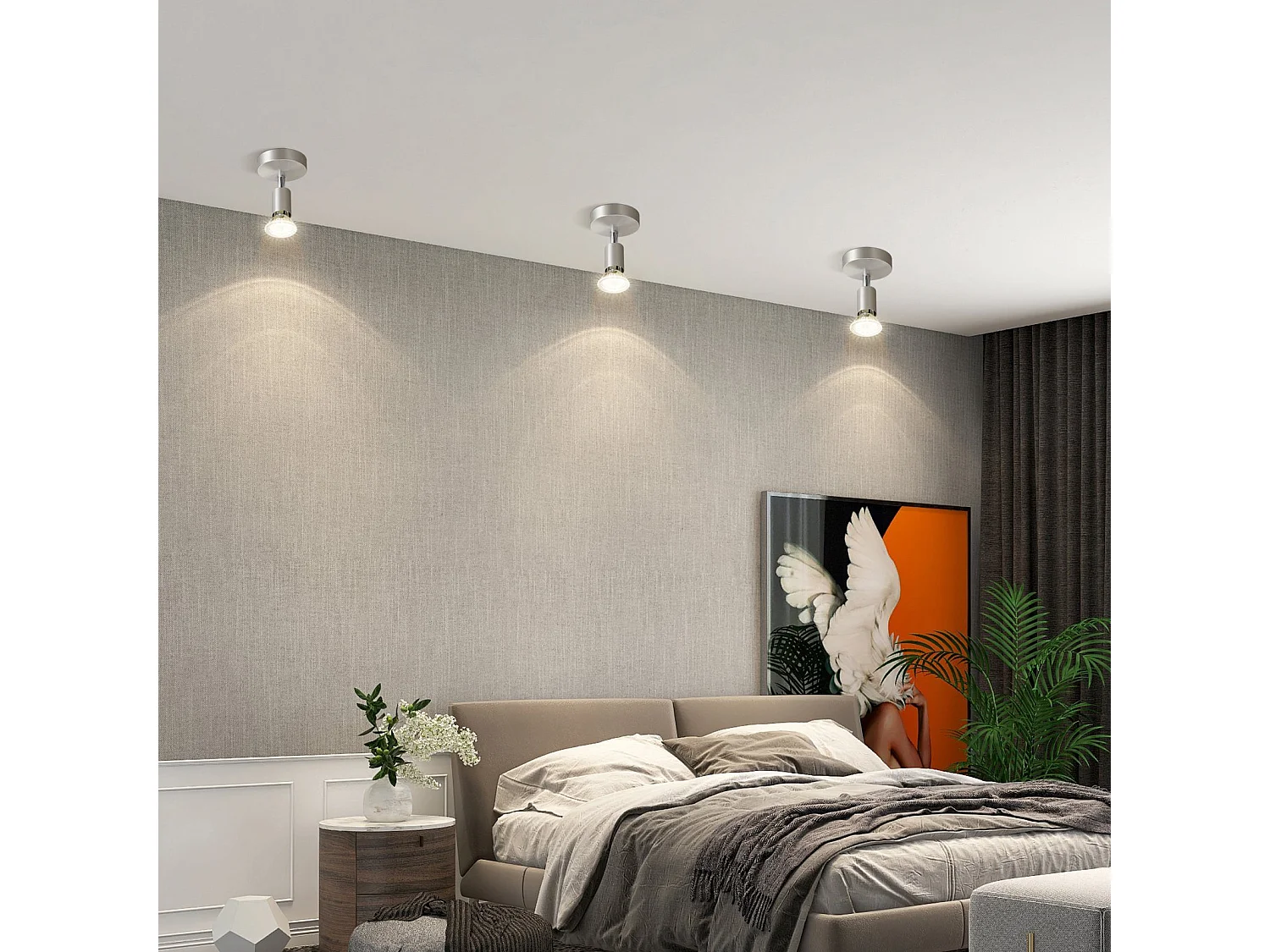 NETTLIFE Opbouwspot Plafondlamp plafondspot met 1 lichtpunten spots zilver opbouwspots L 8 cm draaibar kantelbaar GU10 fitting plafoniere excl. GU10