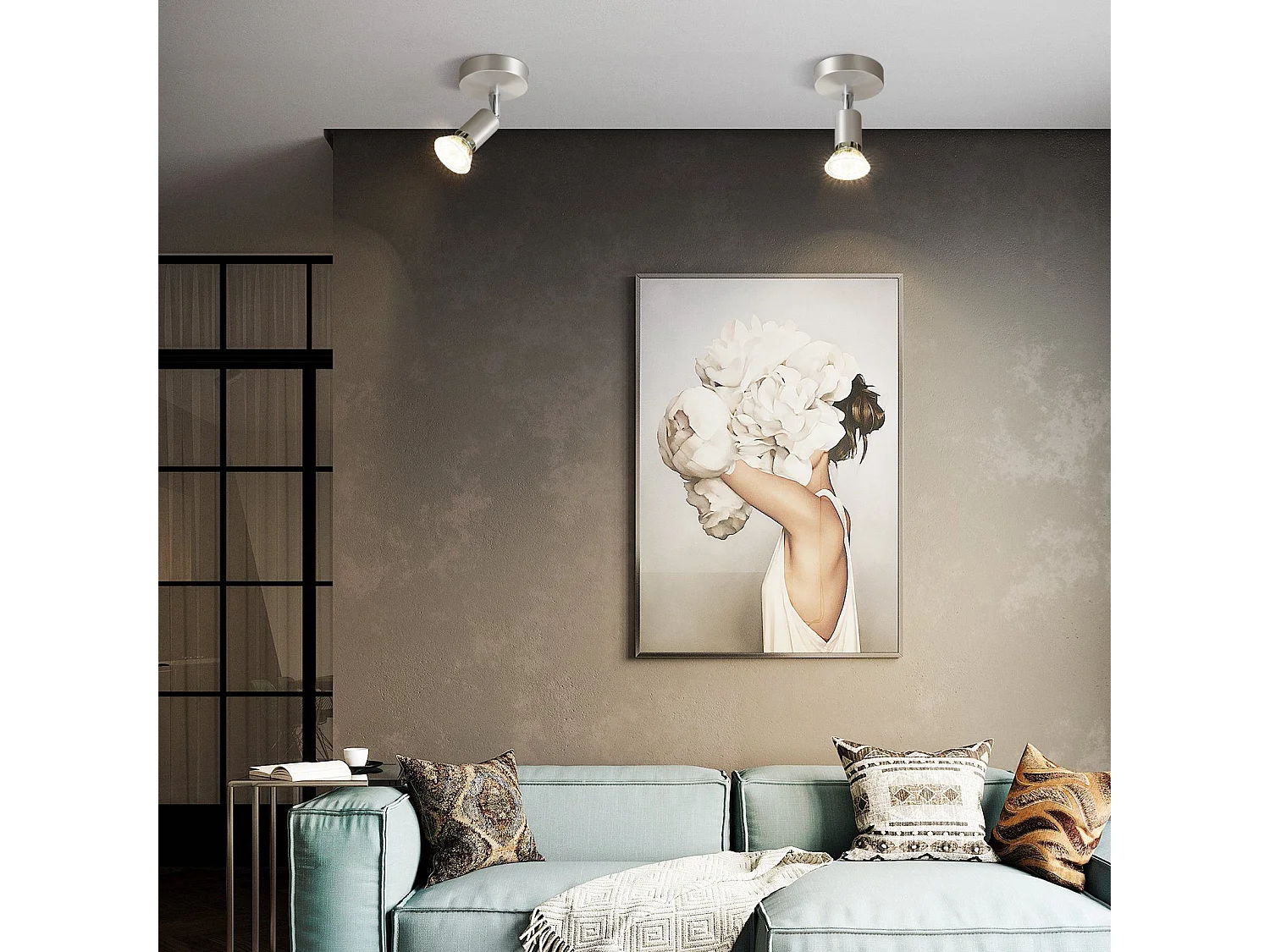 NETTLIFE Spot de Plafond LED Mur Moderne GU10 Pivotant à 330°en Acier Inoxydable pour Salon Chambre (sans Ampoule)