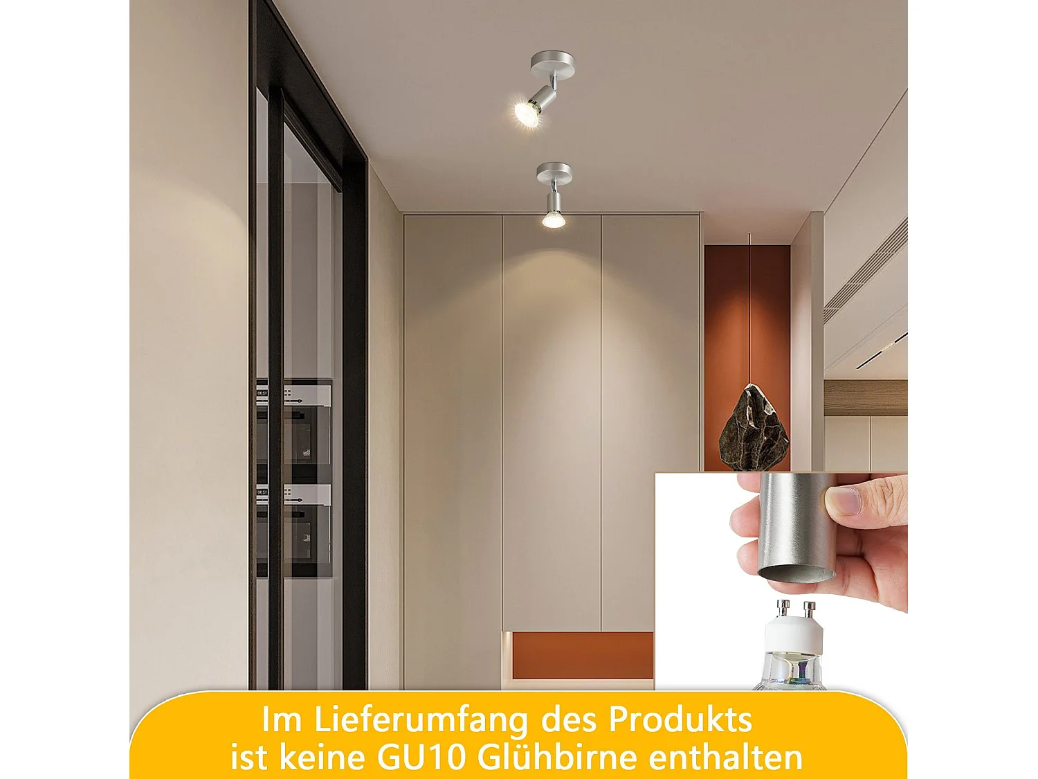 NETTLIFE Spot de Plafond LED Mur Moderne GU10 Pivotant à 330°en Acier Inoxydable pour Salon Chambre (sans Ampoule)