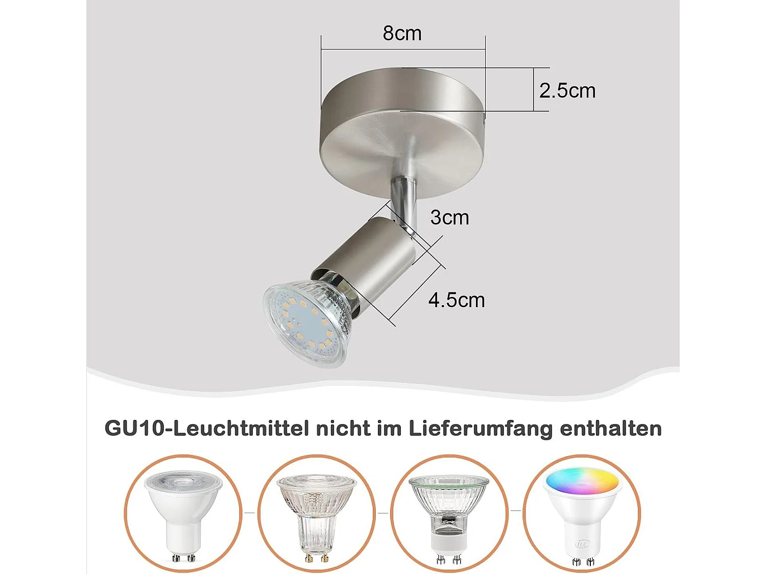 NETTLIFE Spot de Plafond LED Mur Moderne GU10 Pivotant à 330°en Acier Inoxydable pour Salon Chambre (sans Ampoule)