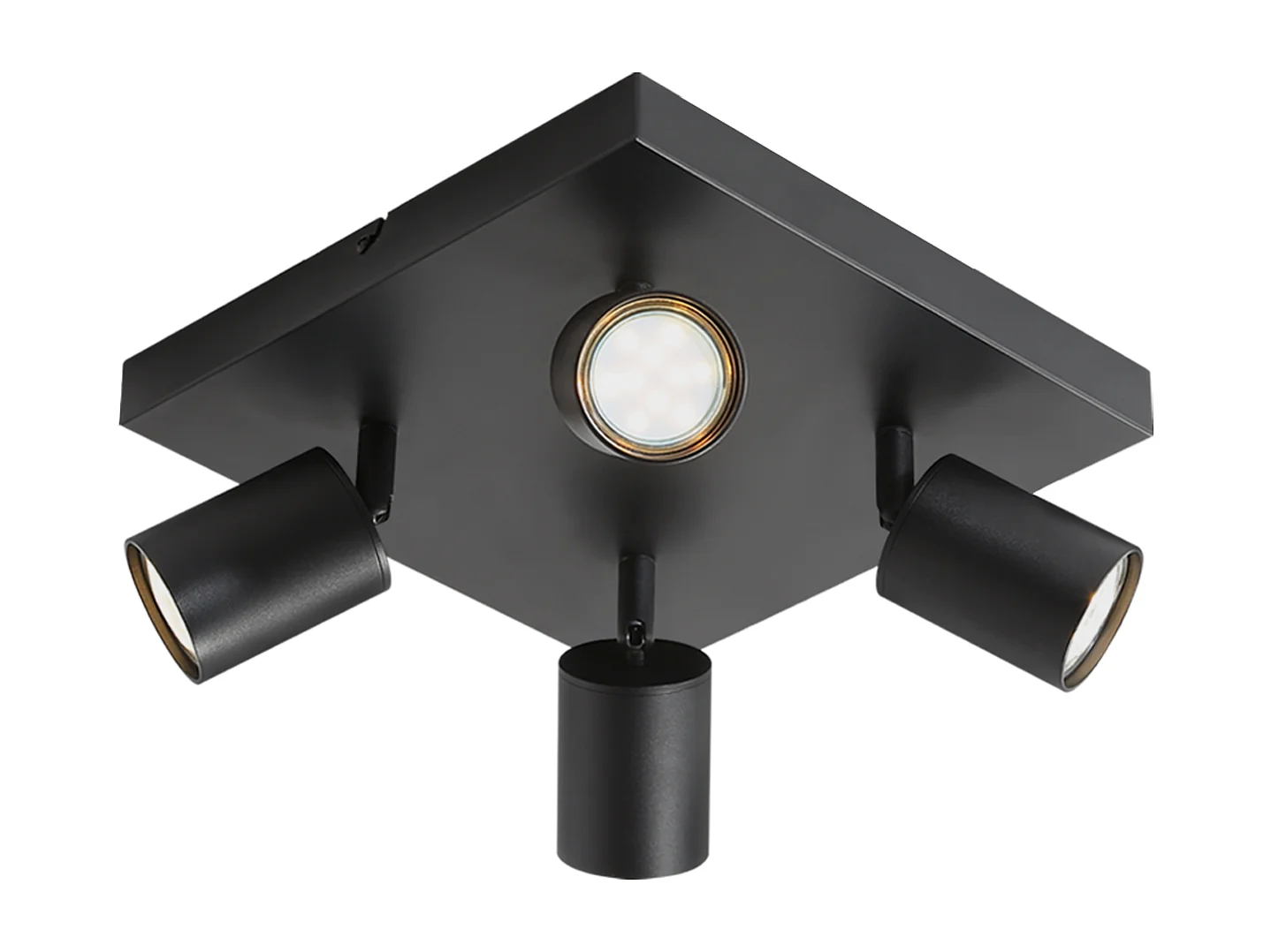 NETTLIFE 4 spots de plafond LED plafonnier GU10 noirs orientables à 330°, mural industriel moderne pour salon chambre cuisine sans ampoule