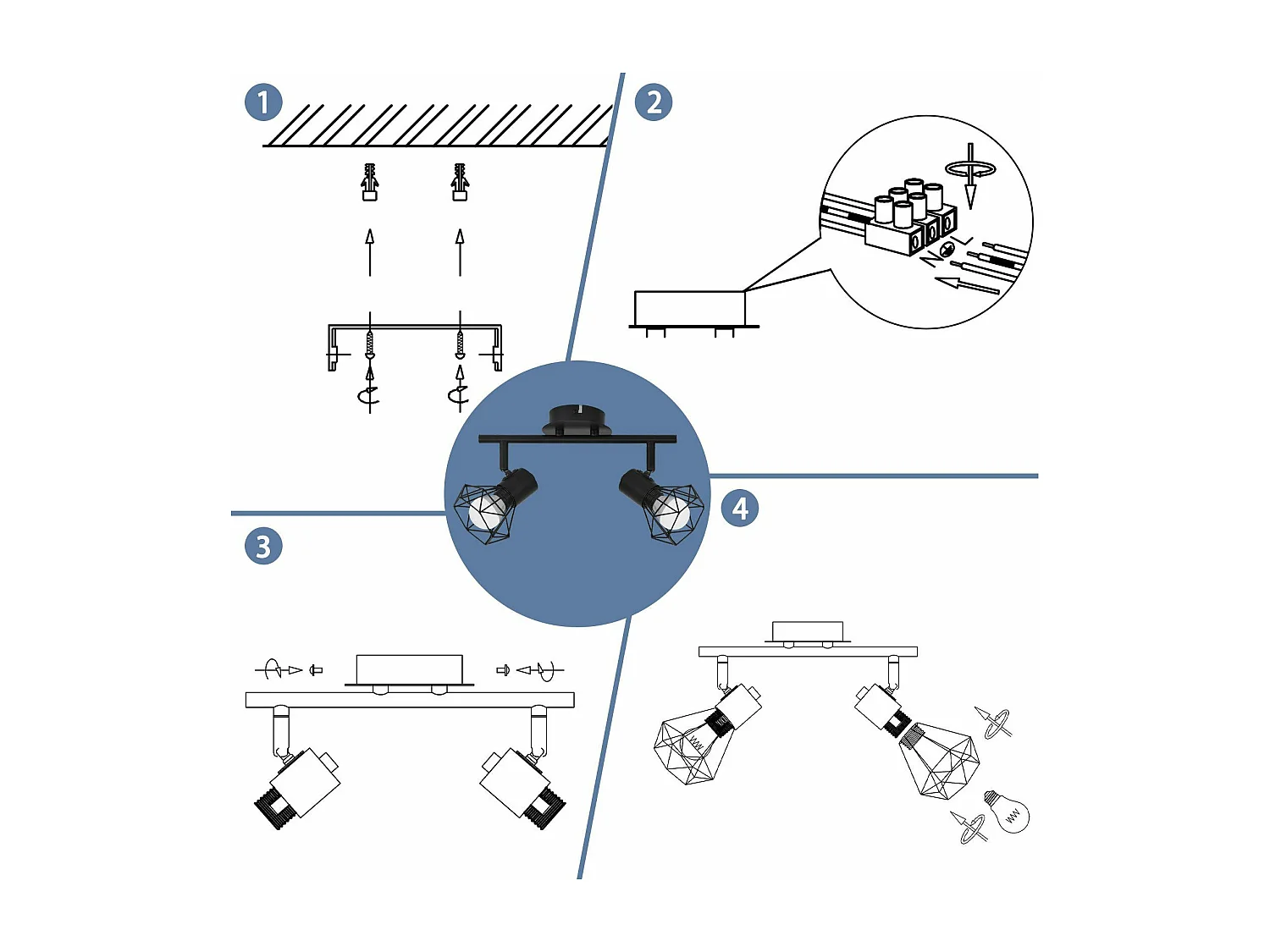 NETTLIFE 2 Vintage Czarne płomienie Reflektory sufitowe E14 Regulowany 350° Przemysłowy Retro do przedpokoju Salon Sypialnia Kuchnia Jadalnia