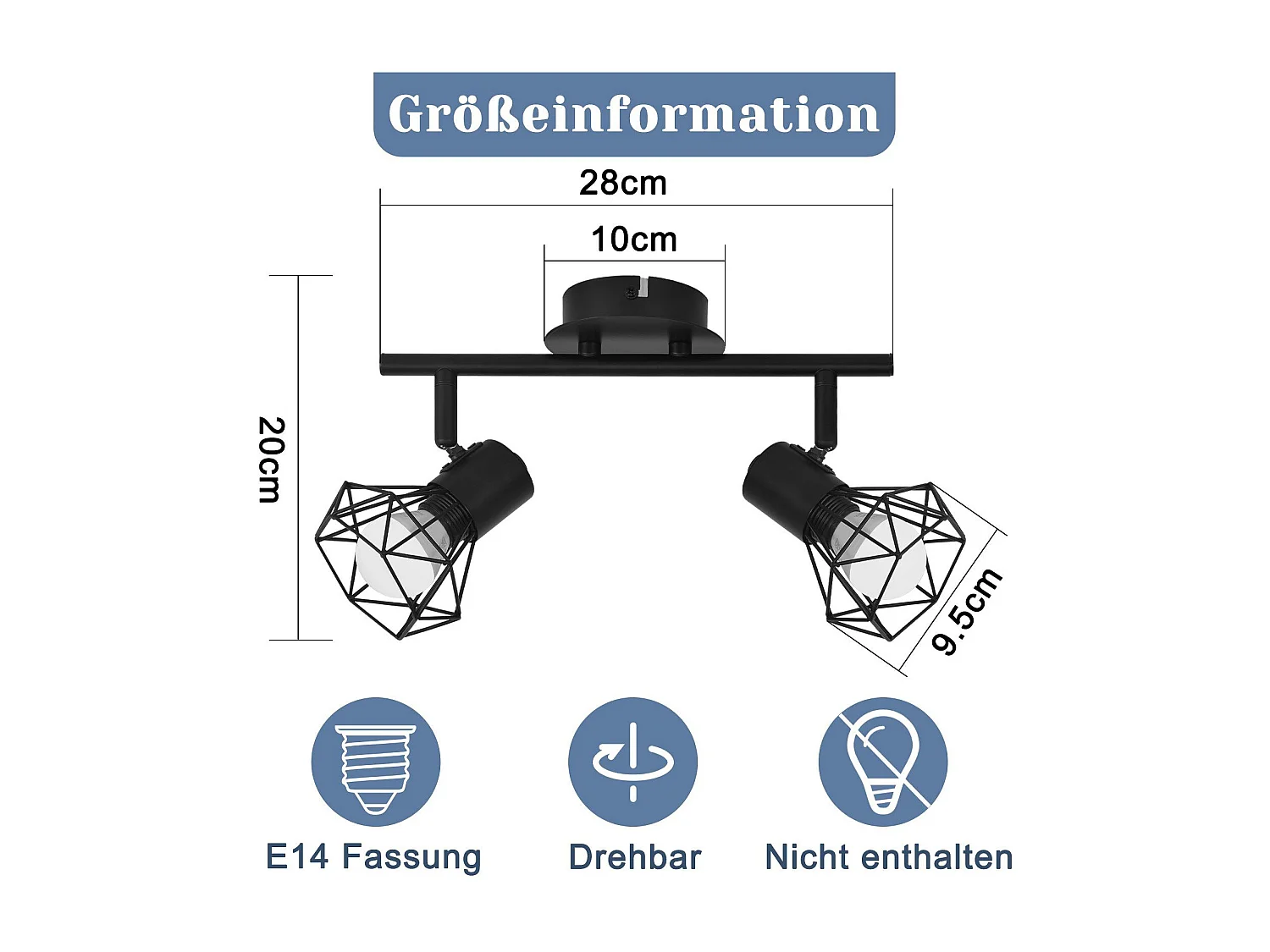 NETTLIFE 2 Spots de Plafond Flamme Vintage Noir E14 Réglables à 350° Industriels Rétro pour Couloir Salon Chambre Cuisine Salle à Manger