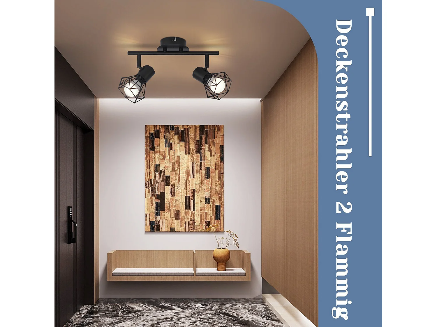 NETTLIFE 2 Spots de Plafond Flamme Vintage Noir E14 Réglables à 350° Industriels Rétro pour Couloir Salon Chambre Cuisine Salle à Manger