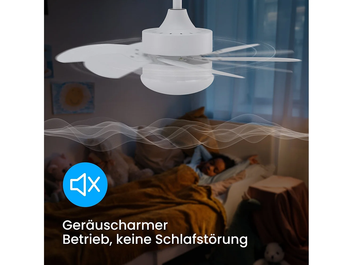 NETTLIFE Ventilateur de plafond blanc avec éclairage, télécommande, silencieux, avec minuterie, 6 pales, pour chambre à coucher