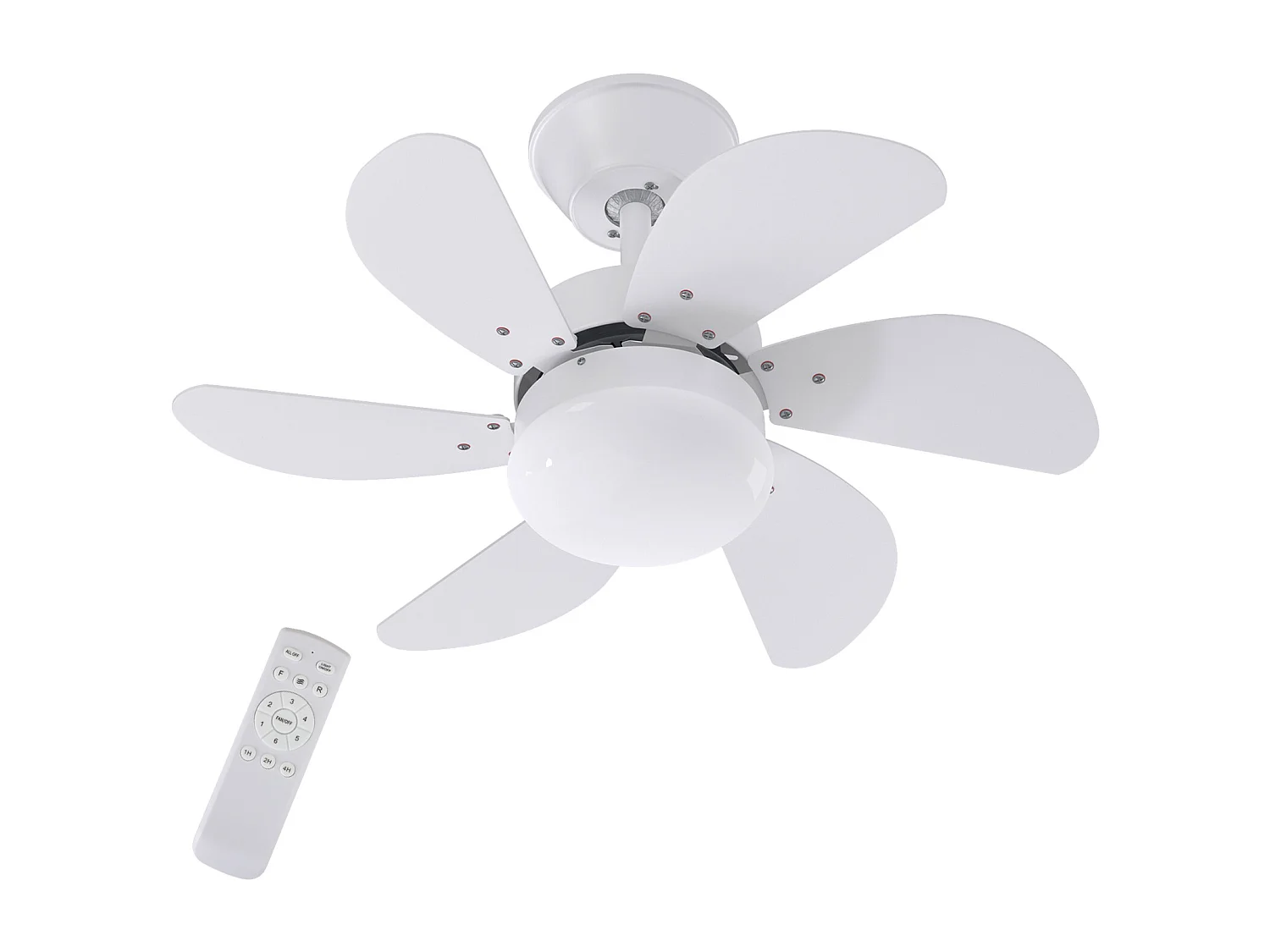 NETTLIFE Ventilateur de plafond blanc avec éclairage, télécommande, silencieux, avec minuterie, 6 pales, pour chambre à coucher