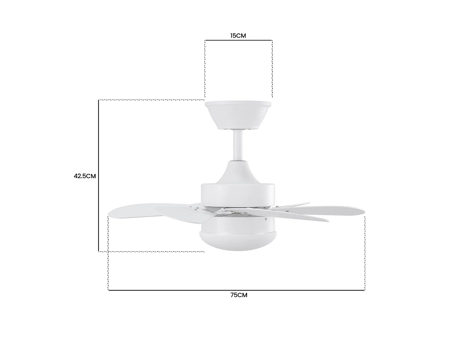 Ventilatore da soffitto NETTLIFE bianco con luce, telecomando, funzionamento silenzioso, timer, 6 pale, per camera da letto