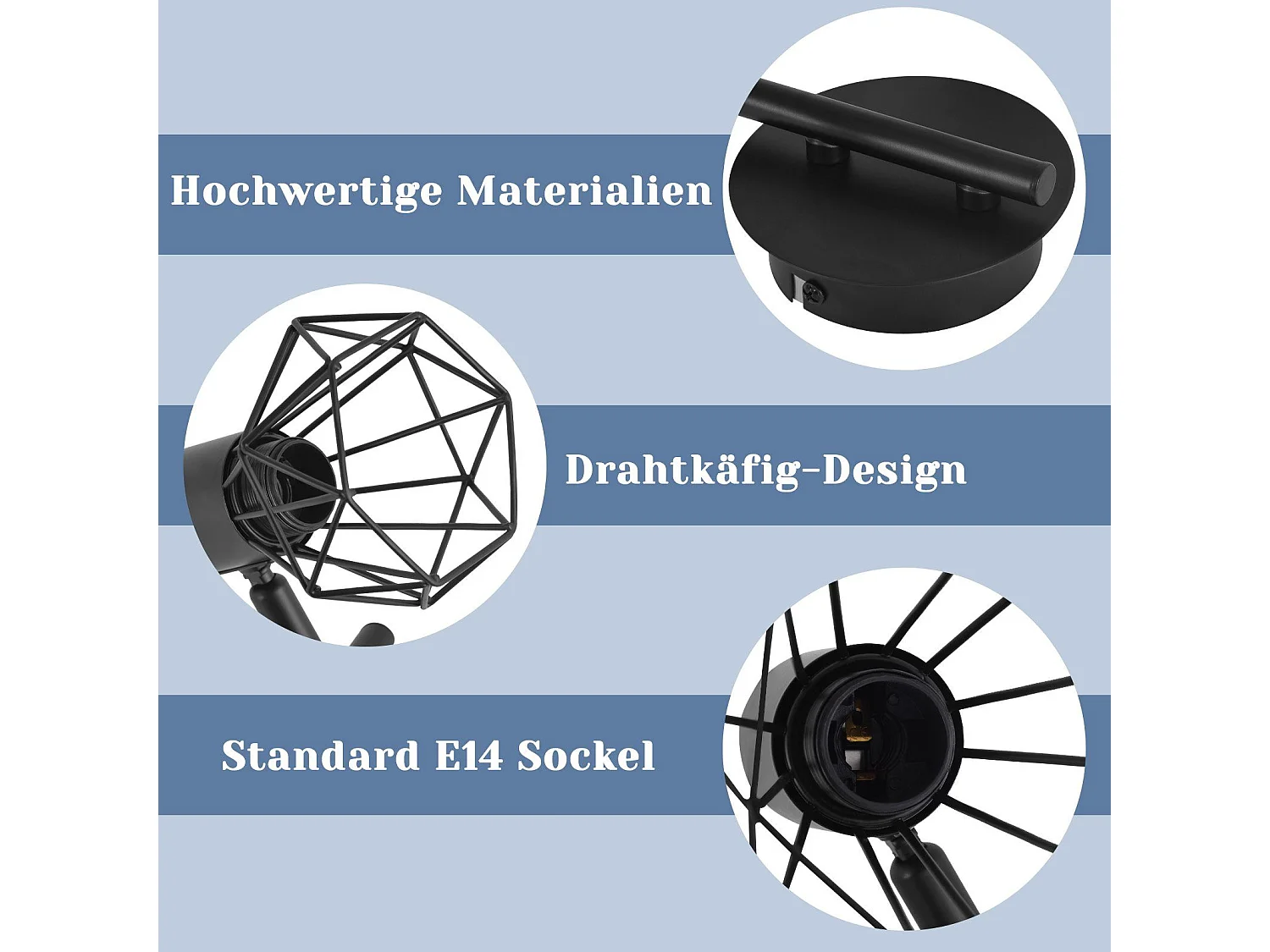 NETTLIFE 3 Spots de Plafond Rond E14 Noir Rétro Pivotants en Métal pour Chambre Salon Étude Couloir, Max. 25W (Ampoules Non Incluses)