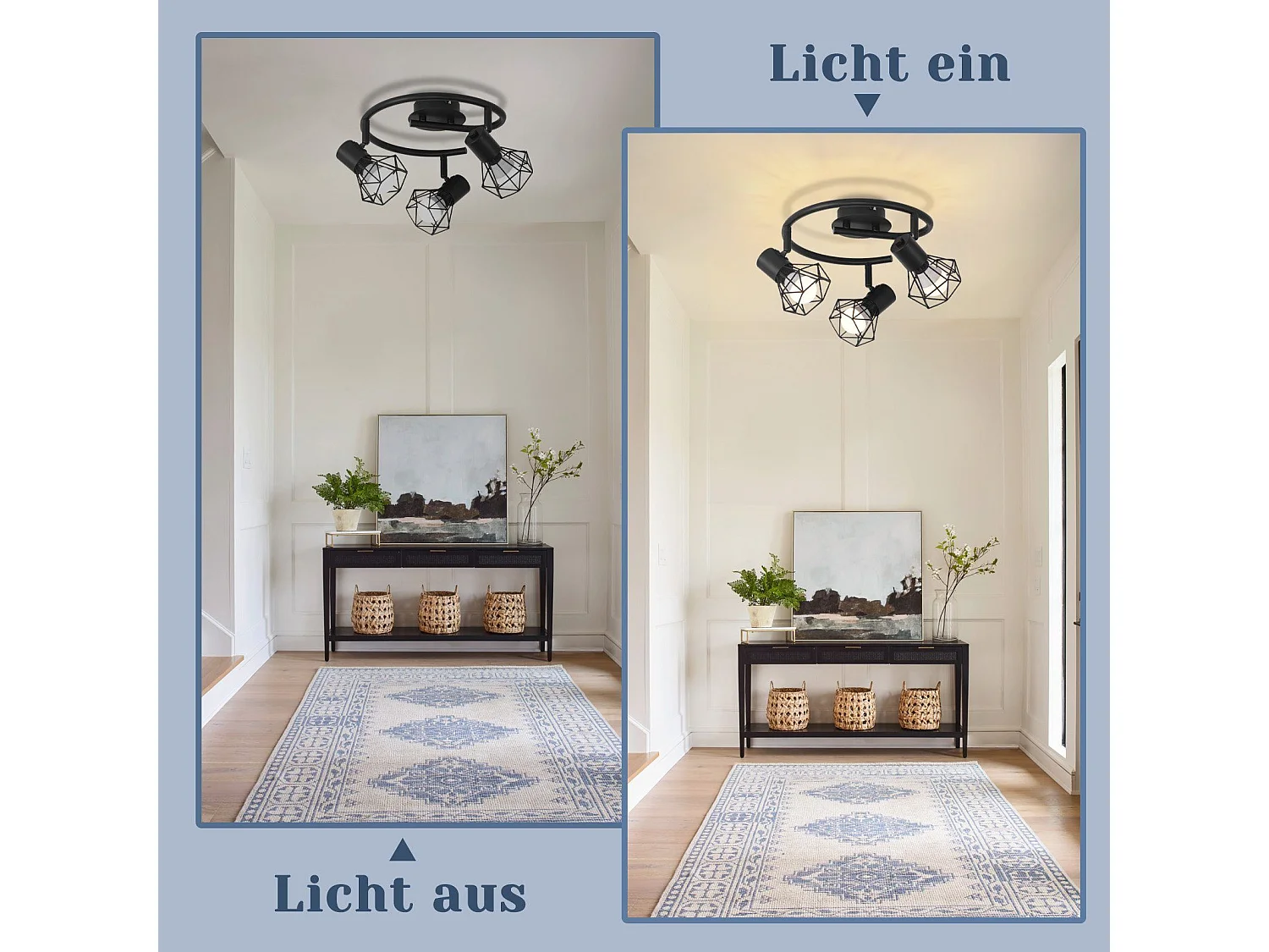 NETTLIFE 3 Spots de Plafond Rond E14 Noir Rétro Pivotants en Métal pour Chambre Salon Étude Couloir, Max. 25W (Ampoules Non Incluses)