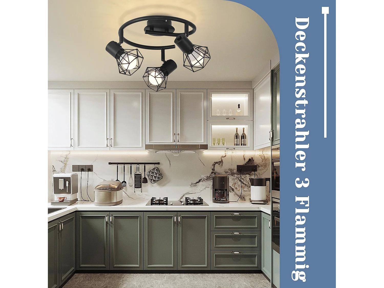 NETTLIFE 3 Spots de Plafond Rond E14 Noir Rétro Pivotants en Métal pour Chambre Salon Étude Couloir, Max. 25W (Ampoules Non Incluses)