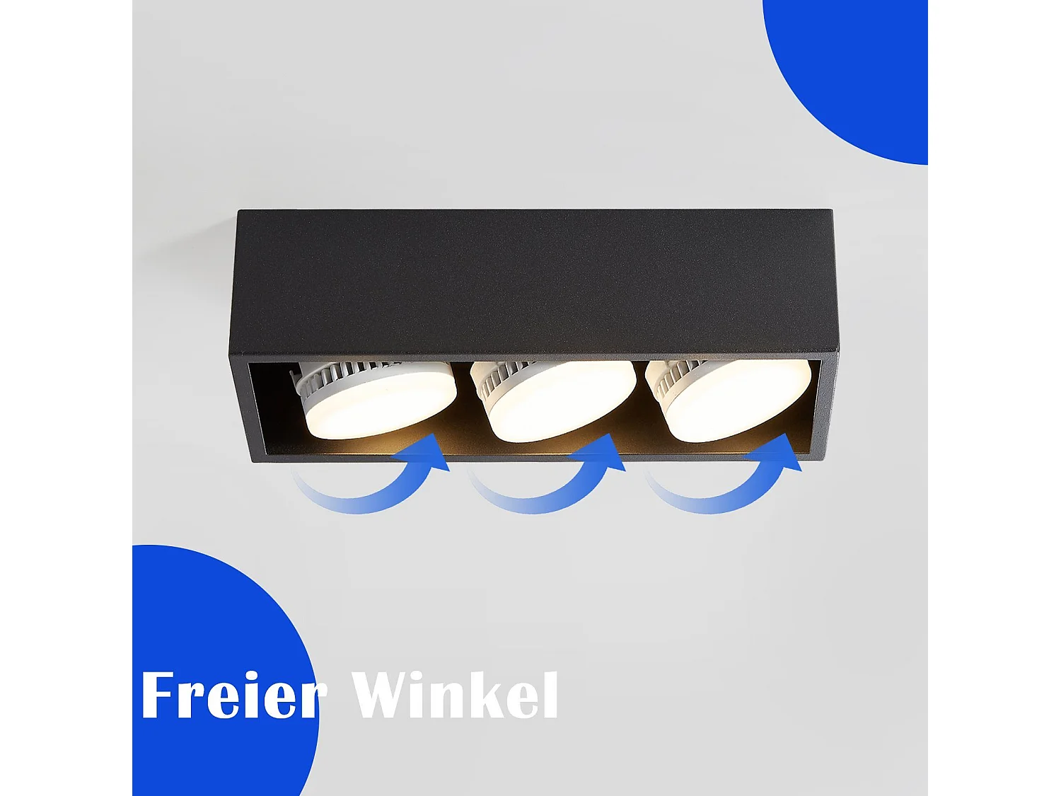 NETTLIFE 3 Spots de plafond en saillie LED carré noir orientables blanc chaud 3x5W GX53 pour cuisine salon salle à manger chambre couloir