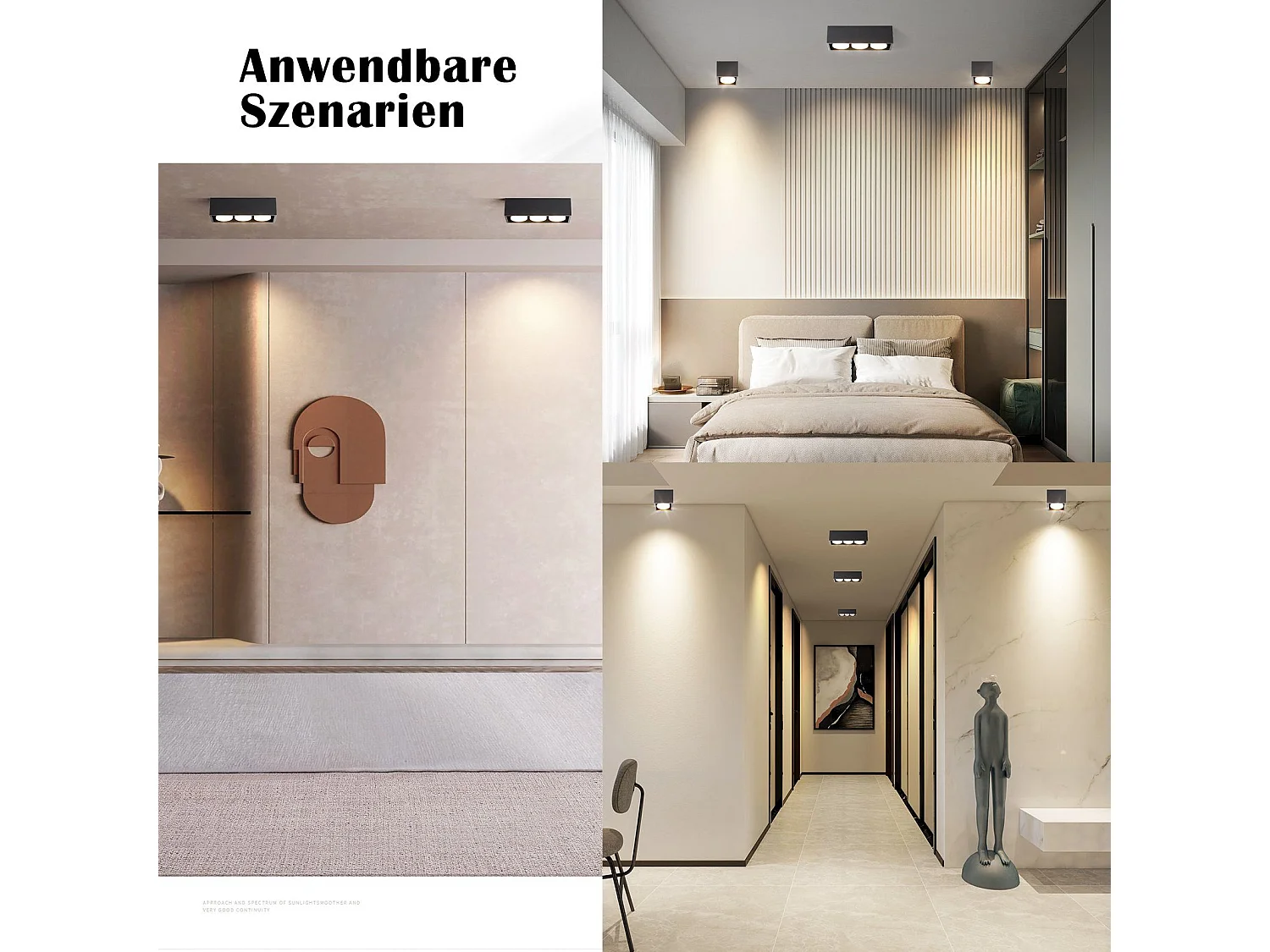 NETTLIFE 3 Spots de plafond en saillie LED carré noir orientables blanc chaud 3x5W GX53 pour cuisine salon salle à manger chambre couloir