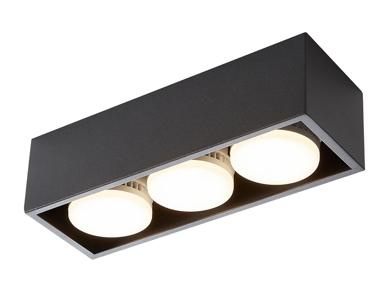 NETTLIFE 3 Spots de plafond en saillie LED carré noir orientables blanc chaud 3x5W GX53 pour cuisine salon salle à manger chambre couloir