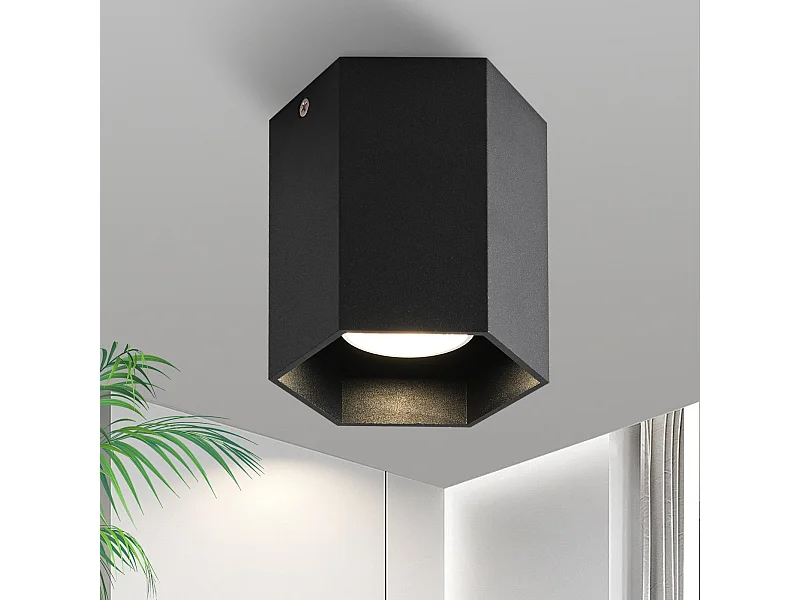 NETTLIFE Spots GU10 Plafonnier noir Spots design hexagonal Max.40W pour salon couloir - sans ampoule