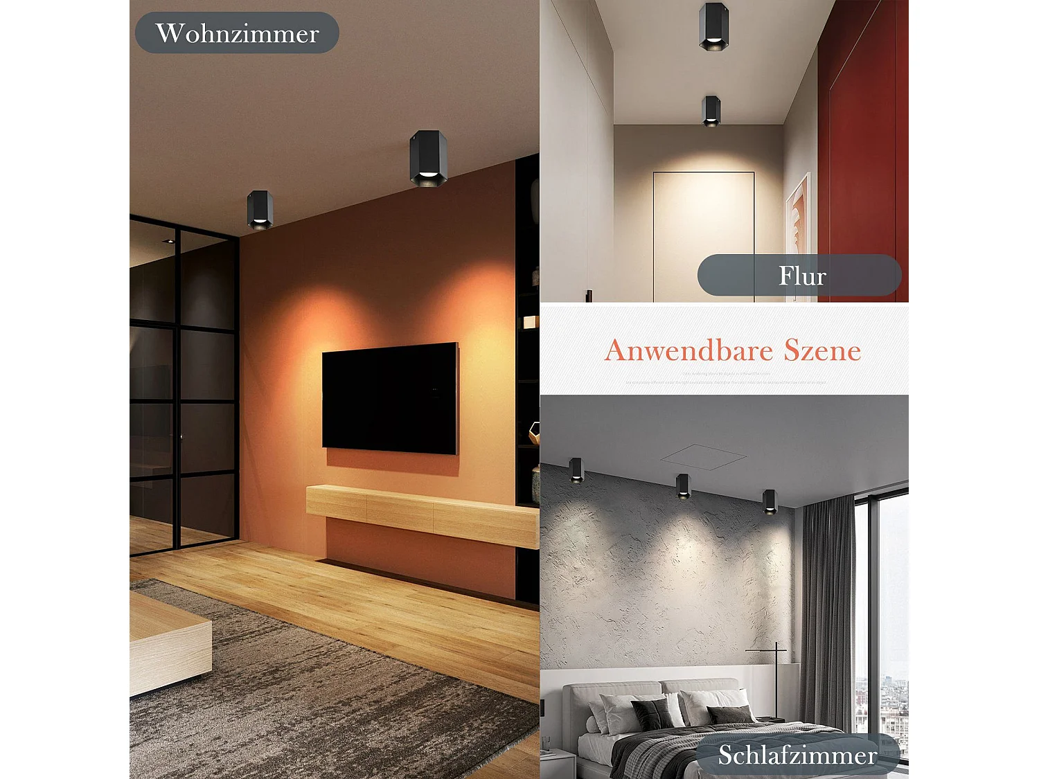NETTLIFE Opbouwspot 1-Lichts Zwart zeshoekig GU10 Fitting Plafondspot Metaal Moderne Plafondlamp voor Woonkamer | Slaafkamer | Gang Zonder Lichtborn