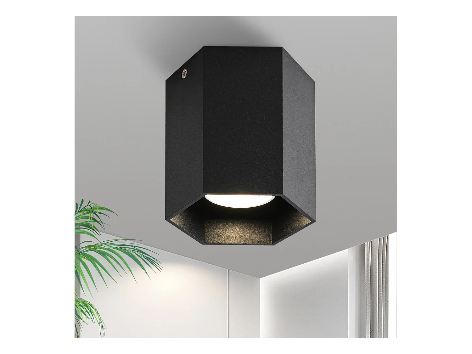 NETTLIFE Spots GU10 Plafonnier noir Spots design hexagonal Max.40W pour salon couloir - sans ampoule