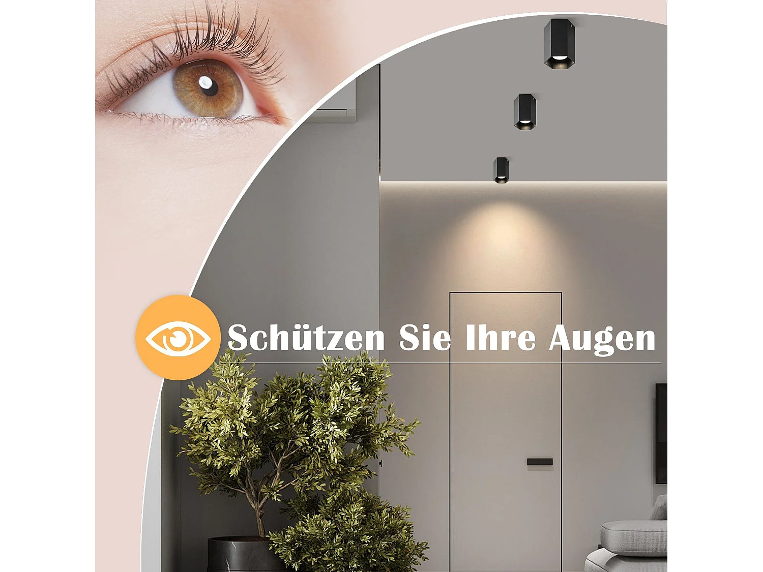 NETTLIFE GU10 Spots Schwarze Deckenleuchte Sechseck Design Strahler Max.40W für Wohnzimmer Flur - Ohne Leuchtmittel