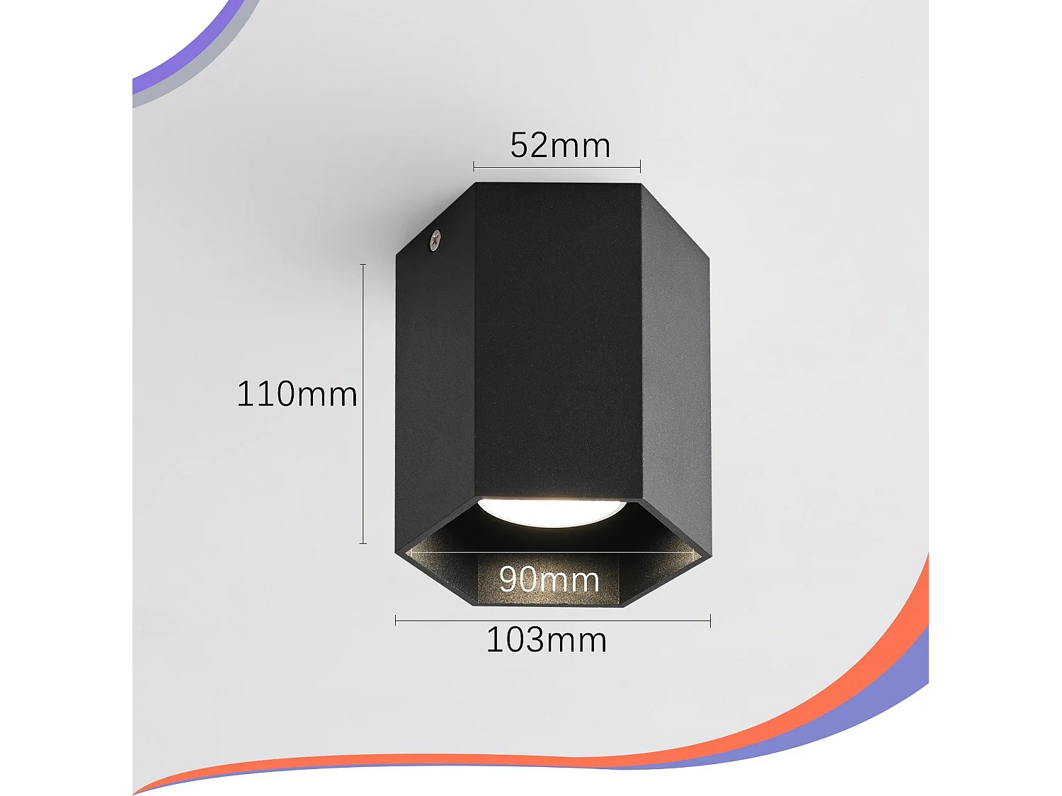 NETTLIFE GU10 Spots Schwarze Deckenleuchte Sechseck Design Strahler Max.40W für Wohnzimmer Flur - Ohne Leuchtmittel