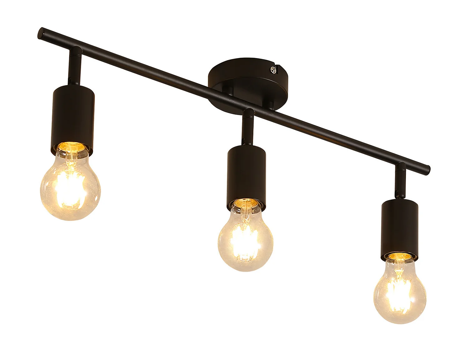 NETTLIFE 3 spots de plafond  noir - lampe industrielle E27 vintage pivotante à 350° pour cuisine salon chambre sans ampoule