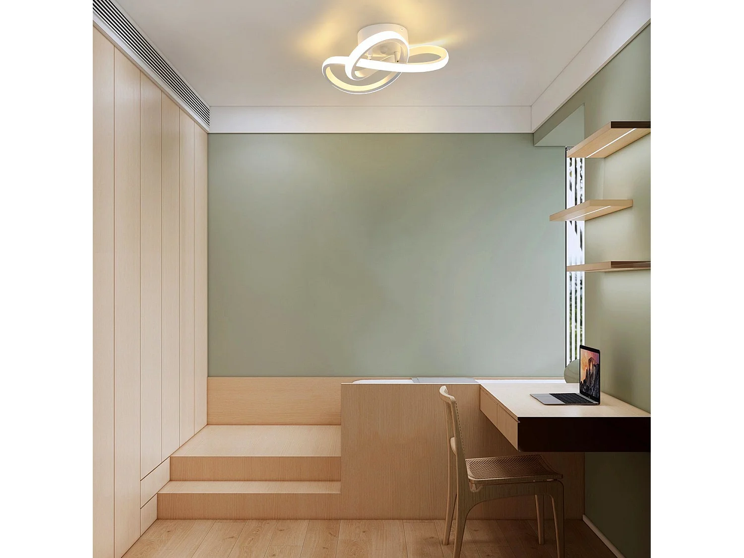 NETTLIFE Plafonnier LED Blanche Moderne 3000K Blanc Chaud Couloir 17W Petite Lampe de Chambre Design Géométrie pour Salon Cuisine