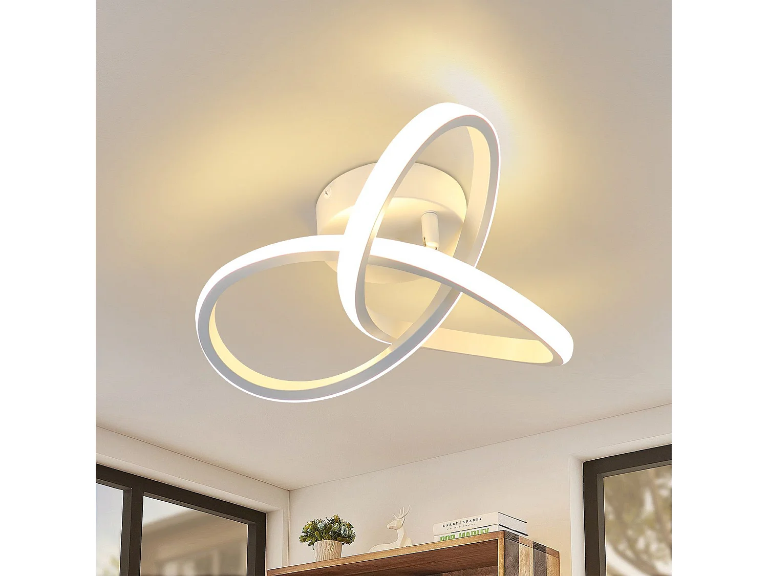NETTLIFE Plafonnier LED Blanche Moderne 3000K Blanc Chaud Couloir 17W Petite Lampe de Chambre Design Géométrie pour Salon Cuisine