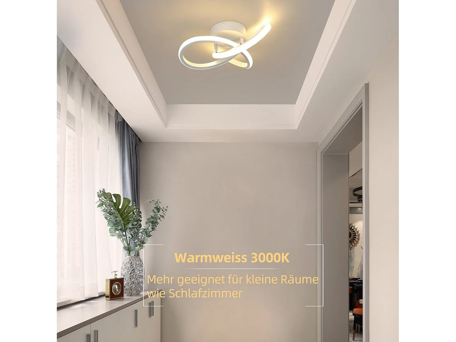 NETTLIFE Plafonnier LED Blanche Moderne 3000K Blanc Chaud Couloir 17W Petite Lampe de Chambre Design Géométrie pour Salon Cuisine