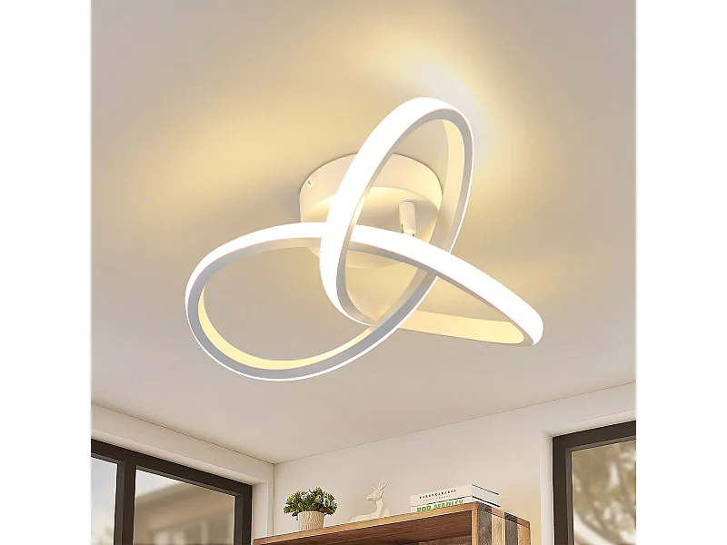 NETTLIFE Plafonnier LED Blanche Moderne 3000K Blanc Chaud Couloir 17W Petite Lampe de Chambre Design Géométrie pour Salon Cuisine