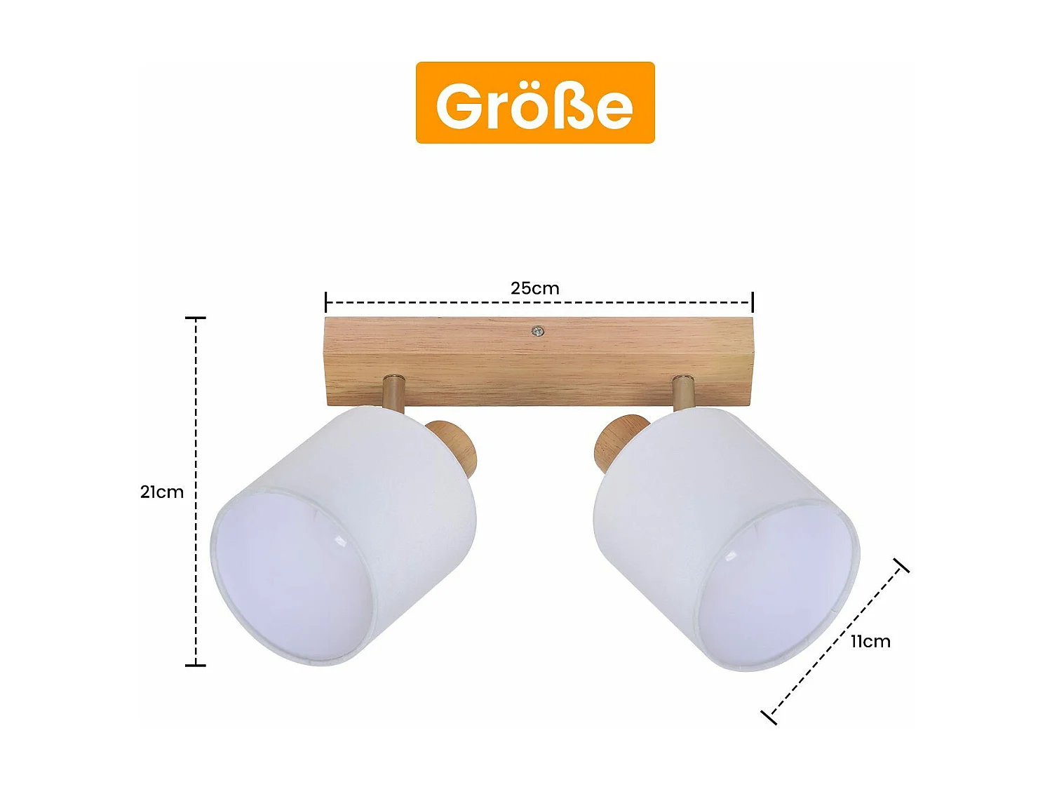 NETTLIFE 2 Focos de Techo Plafón de de Pared de Madera Vintage Orientable a 350° E14 MAX.25W Lámpara para Salón Dormitorio  (Sin Bombilla)