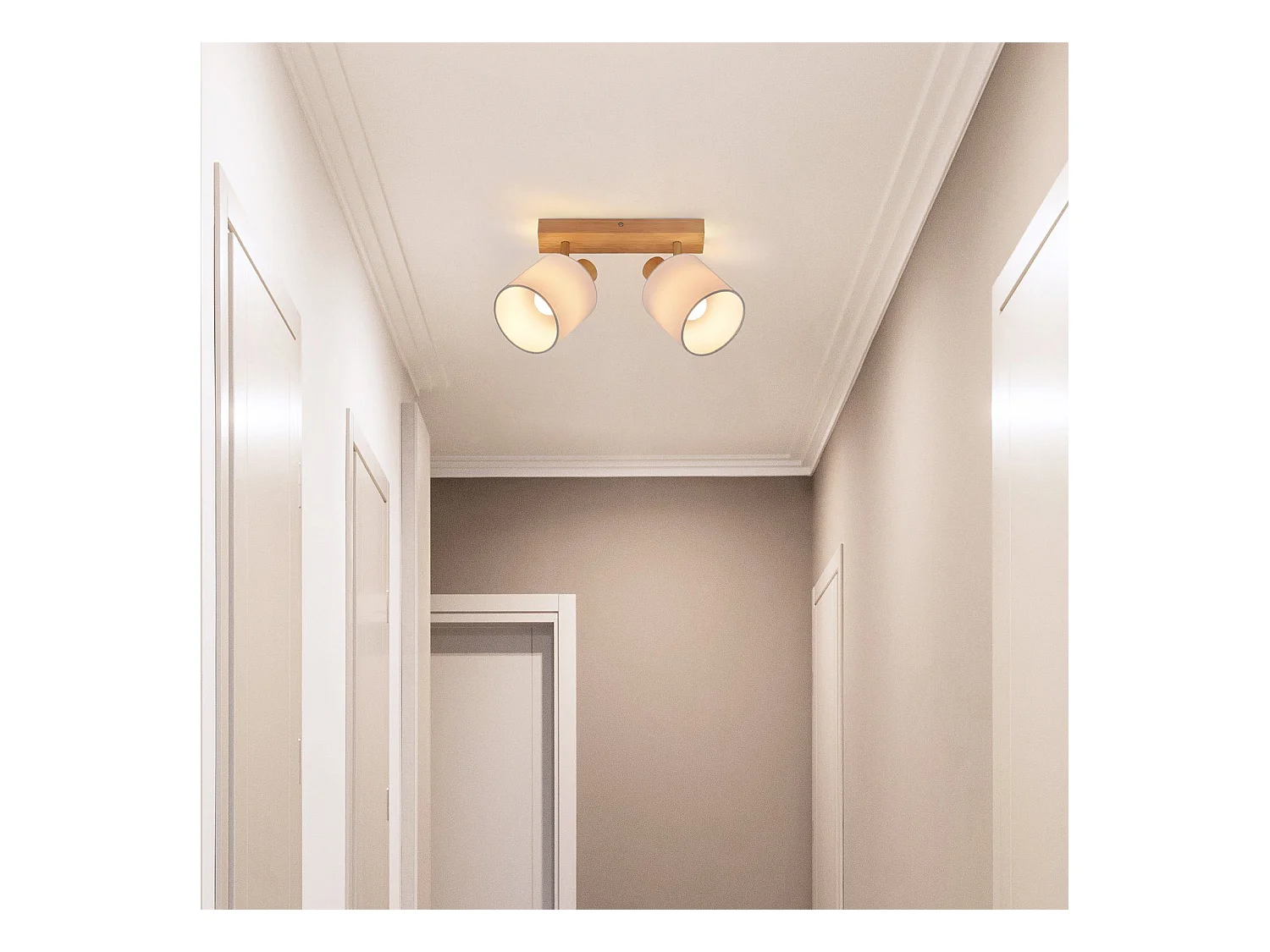 NETTLIFE 2 Spots de plafond plafonnier couloir mural en bois vintage orientable à 350°E14 MAX.25W lampe pour salon chambre cuisine (sans ampoule)