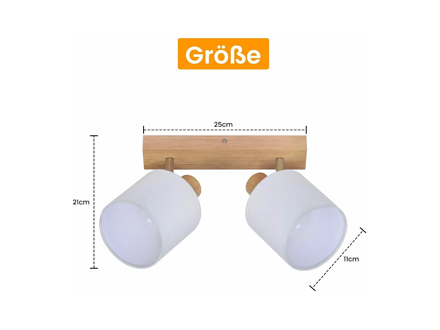 NETTLIFE 2 Spots de plafond plafonnier couloir mural en bois vintage orientable à 350°E14 MAX.25W lampe pour salon chambre cuisine (sans ampoule)